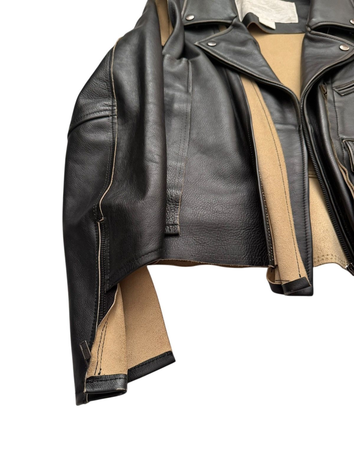 H&M × Maison Margiela 2007 Deconstructed Leather Biker Jacket Size S / US 4 / IT 40 - 6 Thumbnail