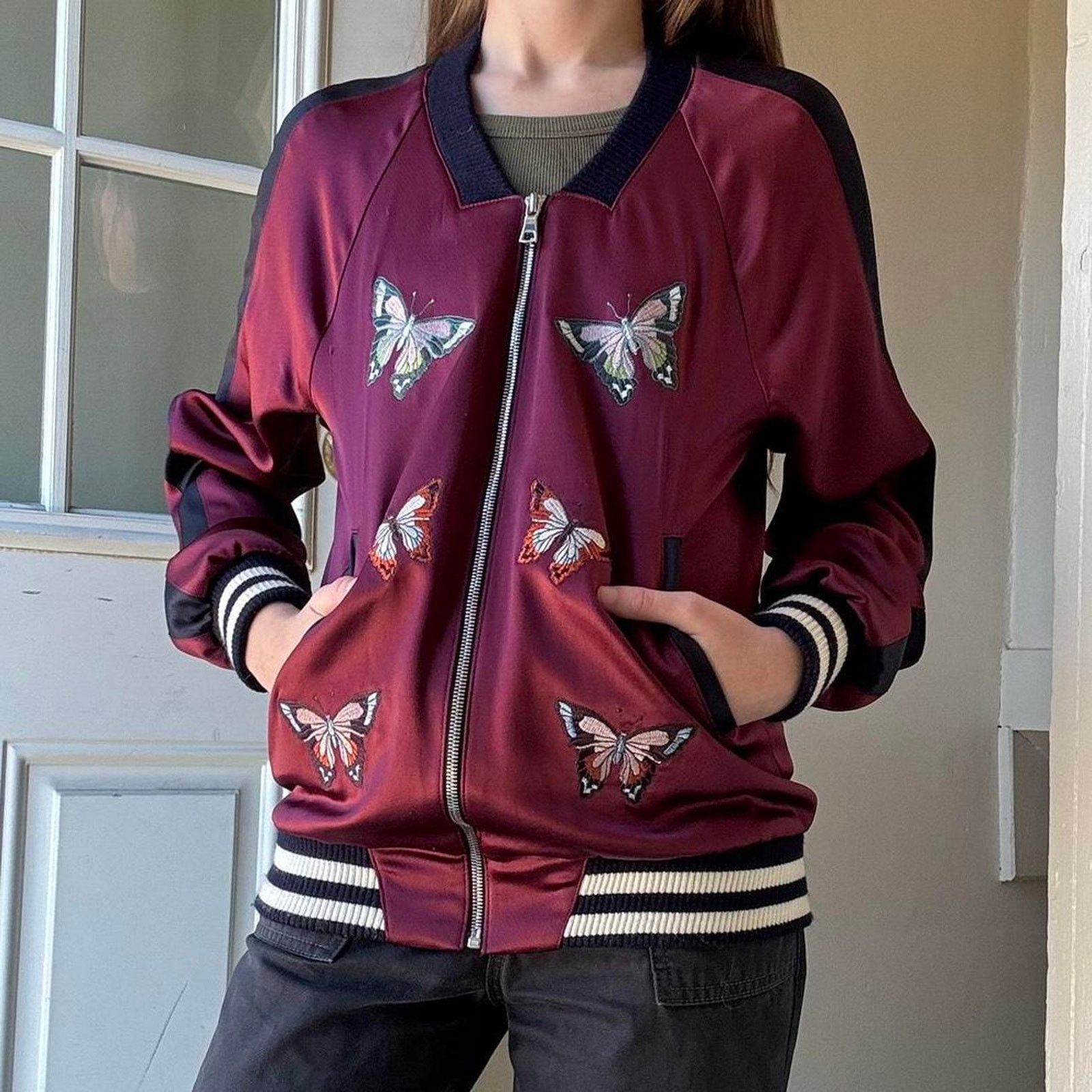 Other ABS by Allen Schwartz Silk Butterfly Bomber Jacket XS Size XS / US 0-2 / IT 36-38 - 1 Thumbnail