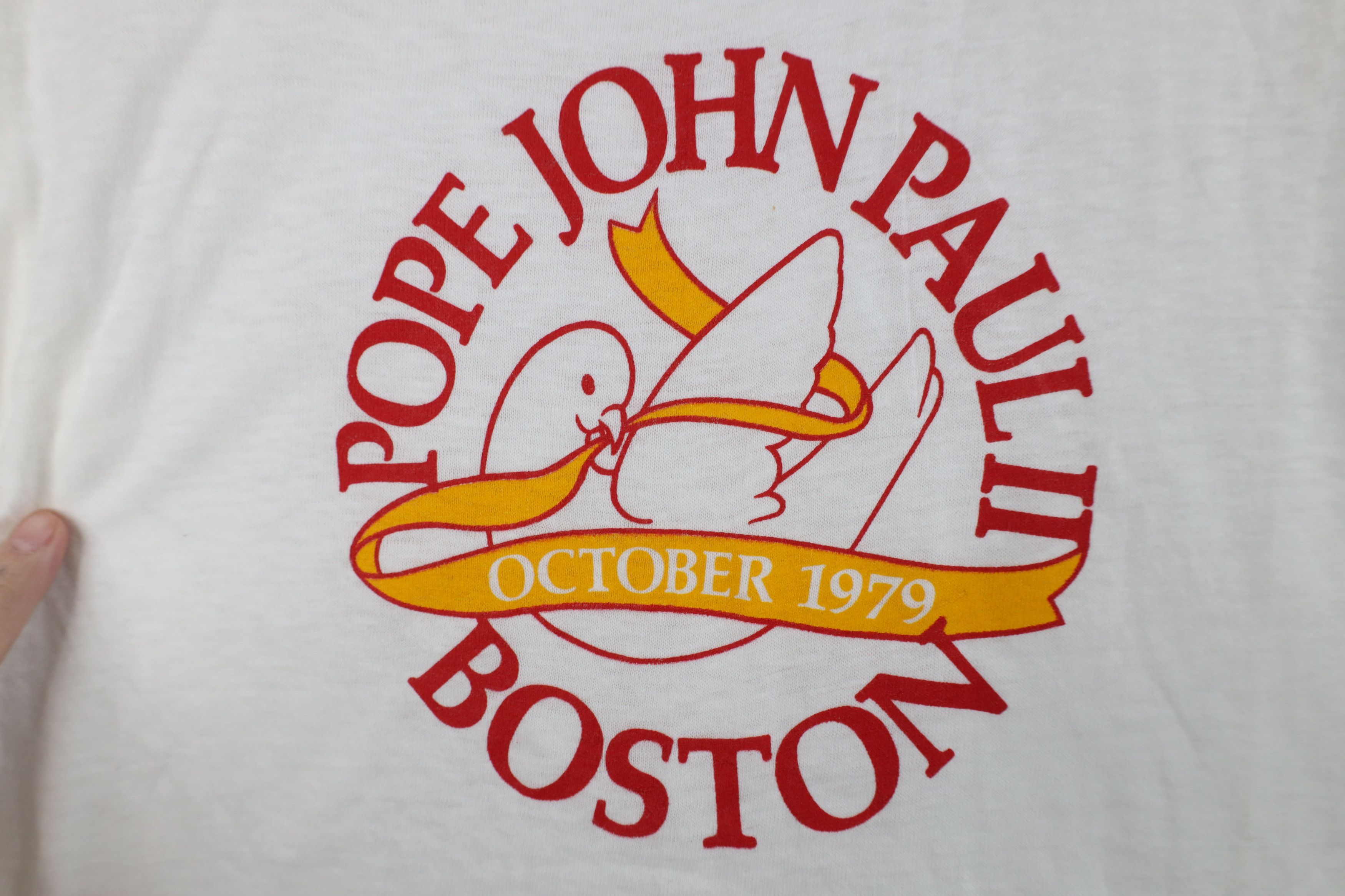 Vintage Vintage 70s Pope John Paul II Boston Visit T-Shirt White USA Size M / US 6-8 / IT 42-44 - 4 Thumbnail