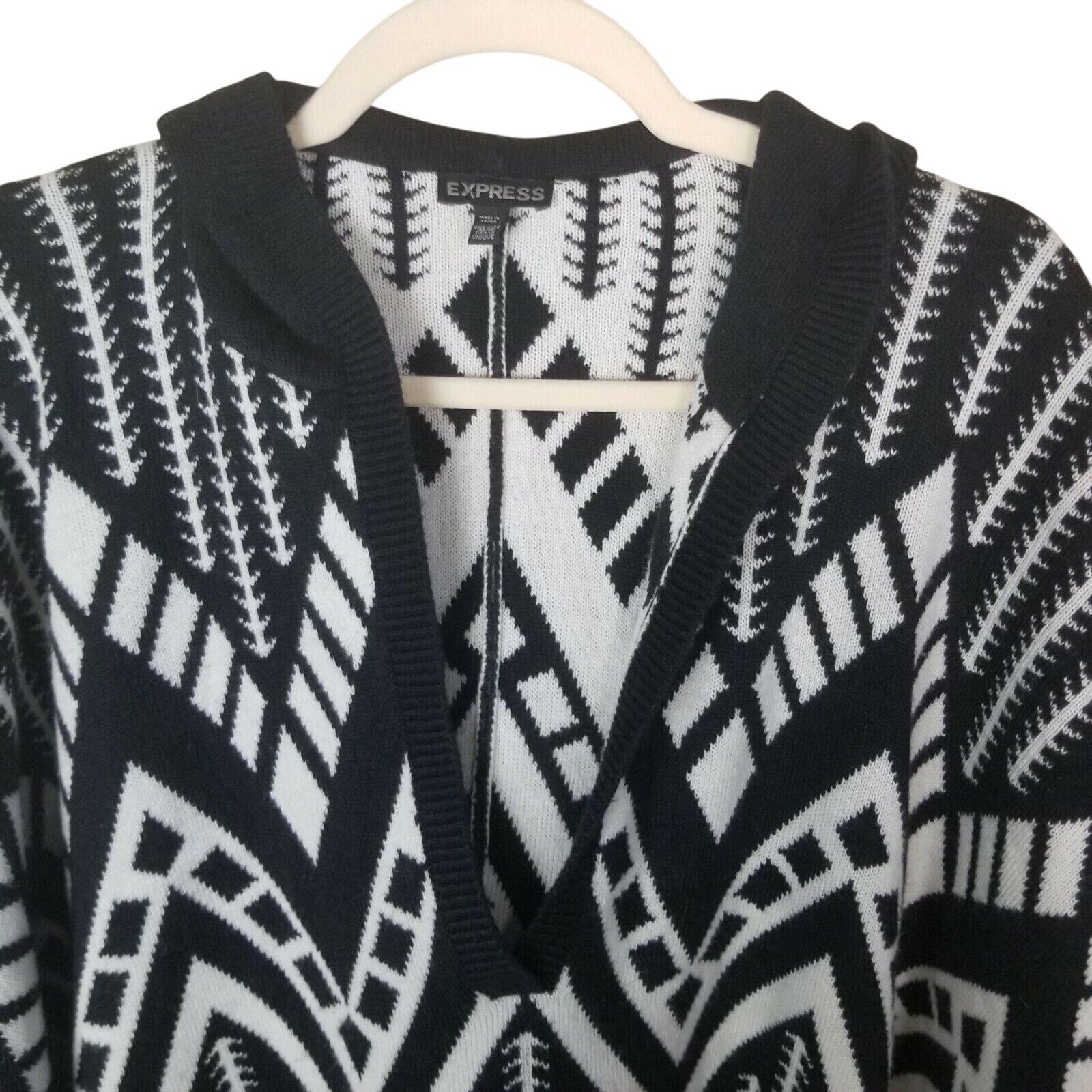 Express Express Hooded Aztec Poncho Sweater OS Southwestern Tribal Size XL / US 12-14 / IT 48-50 - 2 Thumbnail
