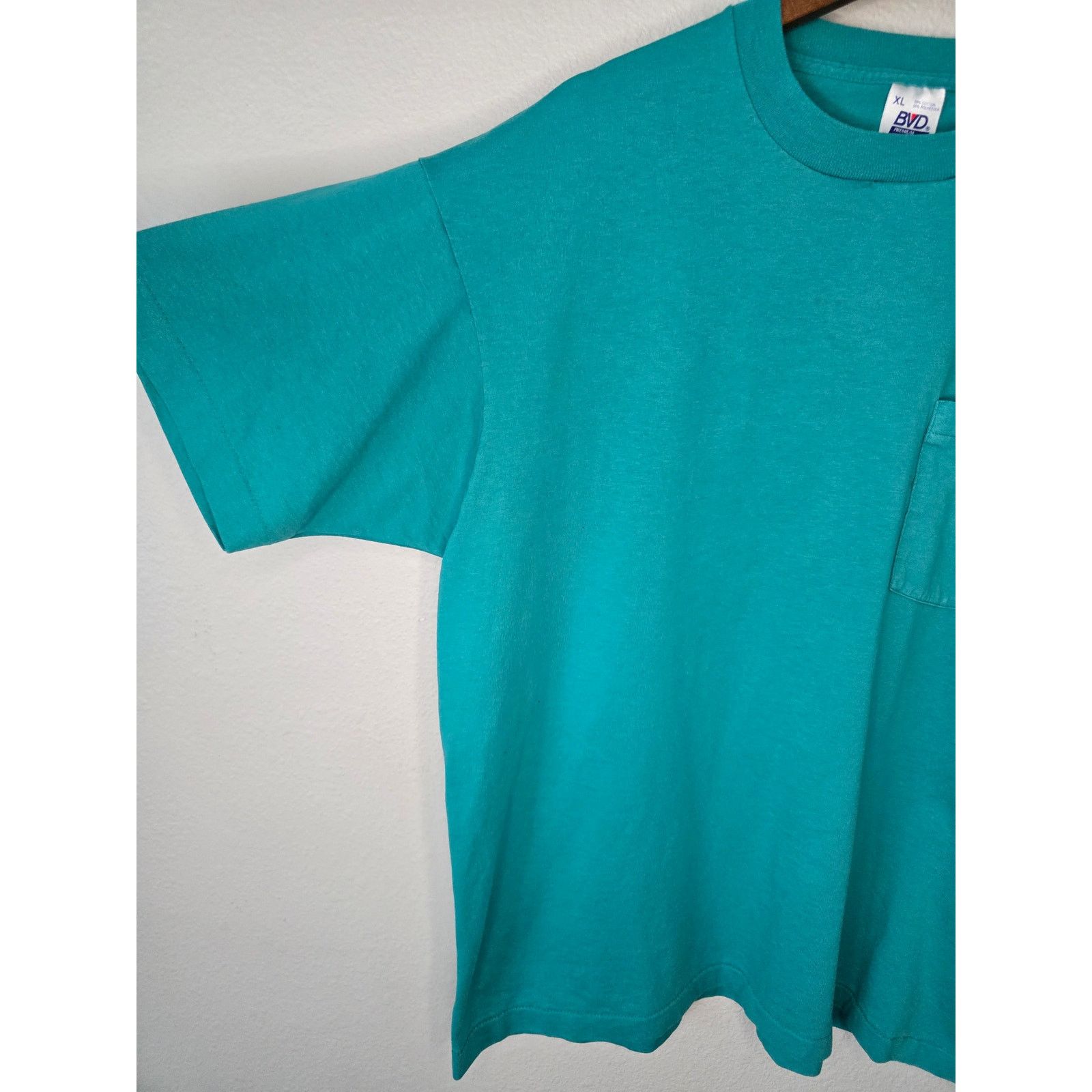 Vintage Vintage Blank Shirt BVD XL Green Teal Plain Pocket Tee 1990s Size US XL / EU 56 / 4 - 2 Thumbnail
