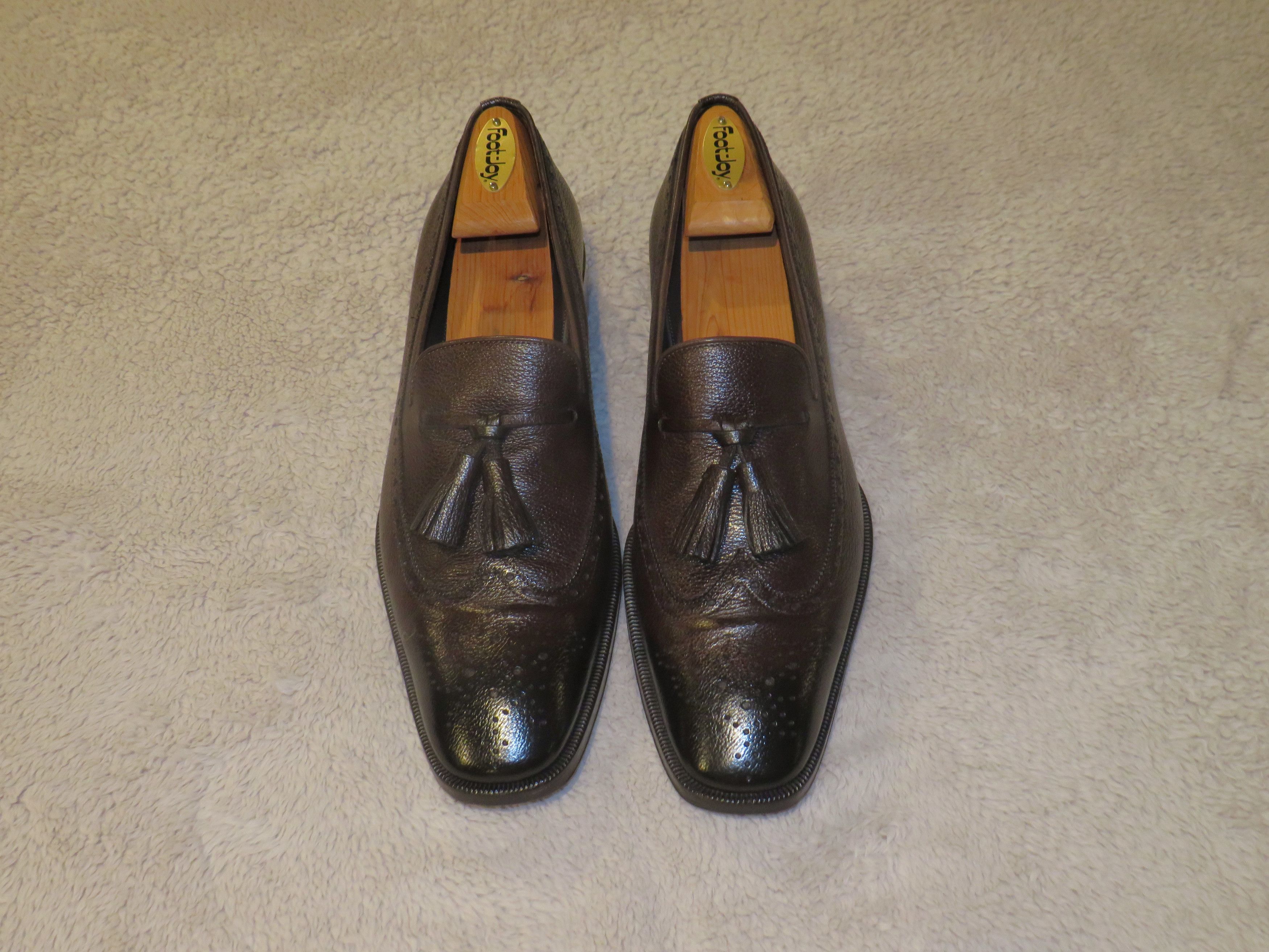 image of Tom Ford Brown Leather Kiltie Tassel Brogue Loafers 9 Tt, Men's