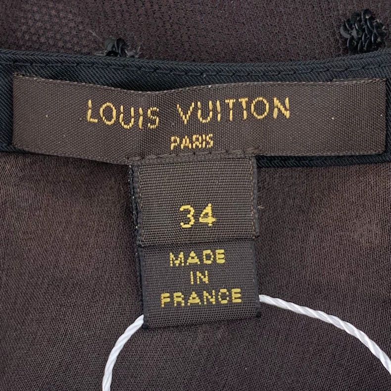 Louis Vuitton Louis Vuitton Black Mulberry Silk Round Neck Cutout Short Size XXS / US 00 / IT 34 - 5 Thumbnail