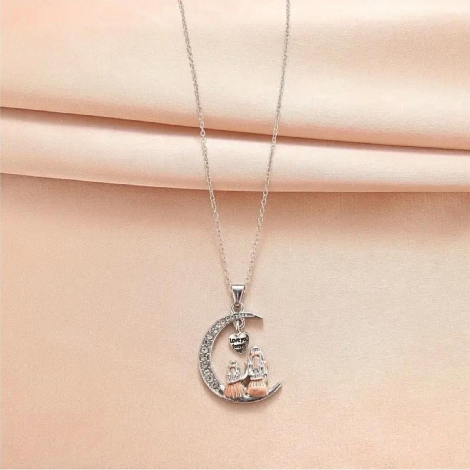 Designer Silver and Gold Mother Daughter Pendant Necklace Mothers Day Size ONE SIZE - 2 Thumbnail
