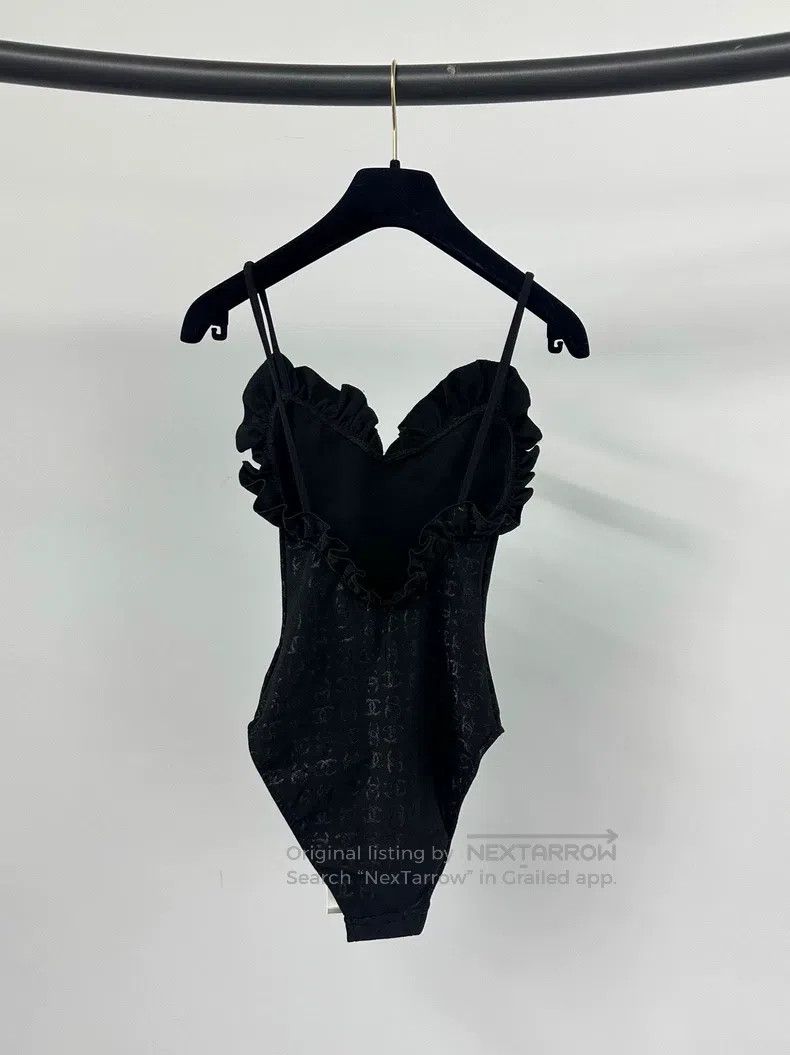 Chanel Chanel Black lace dark pattern full logo swimsuit Size 42" / US 20 - 2 Thumbnail