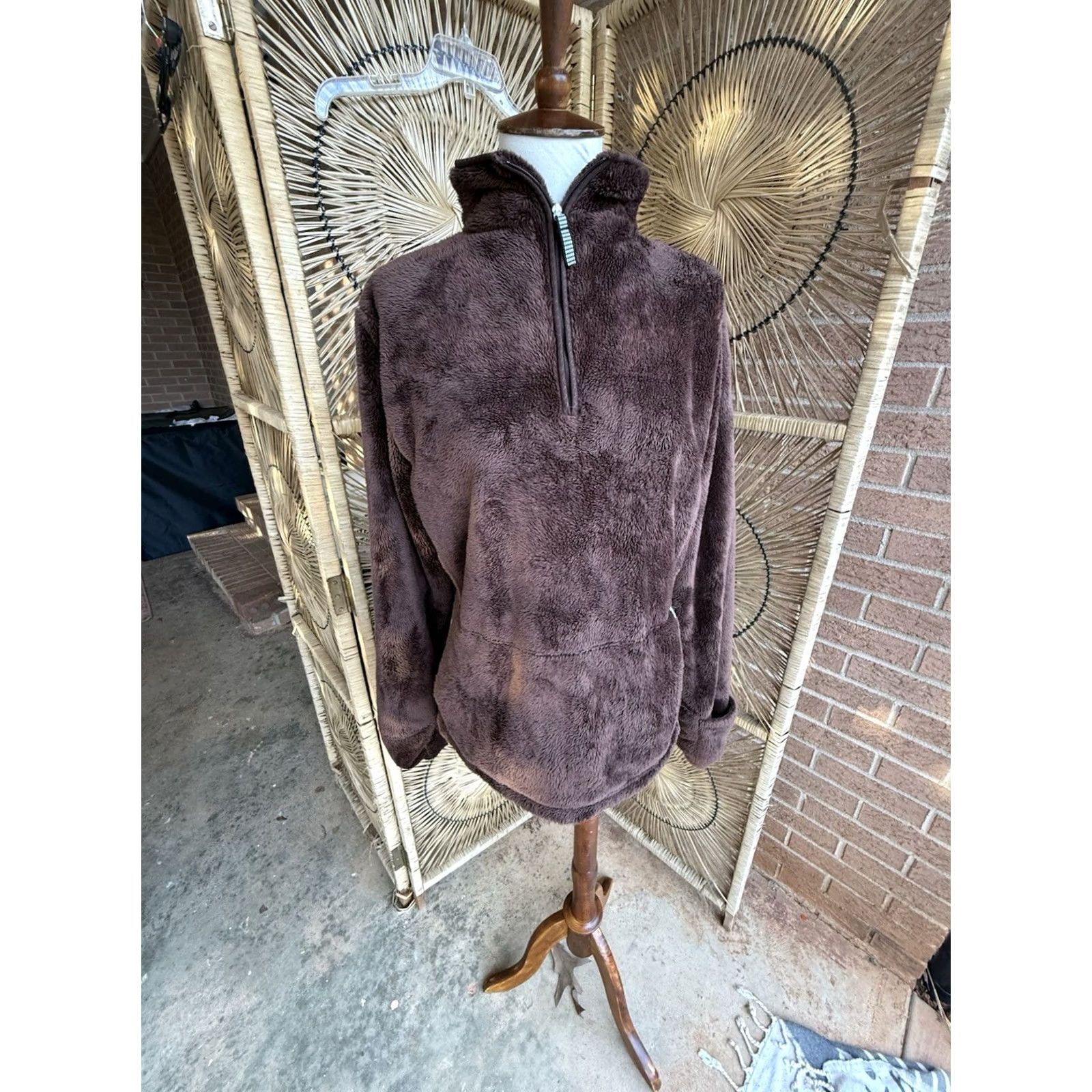 The North Face The North Face Womens Large Brown Fleece Pullover 1/4 Zip Jacket Size L / US 10 / IT 46 - 2 Thumbnail