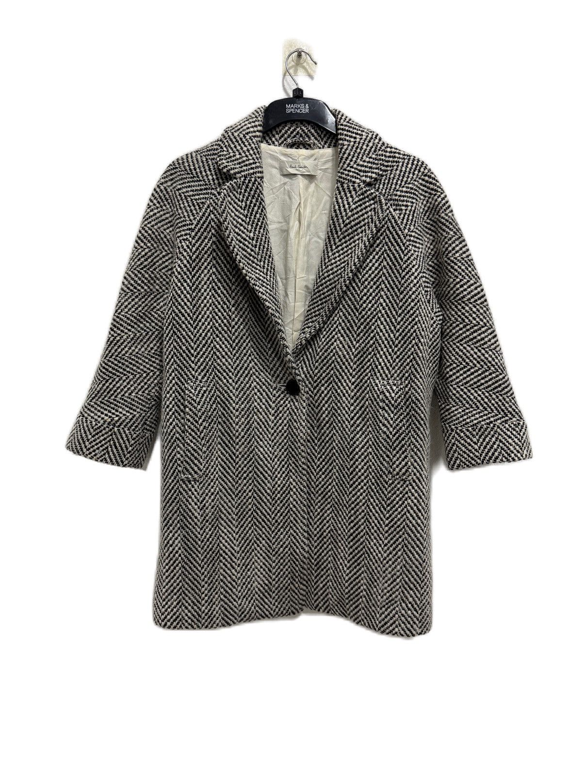 Paul Smith Paul Smith Women’s Herringbone 3/4 Sleeve Wool Tweed Jacket Size M / US 6-8 / IT 42-44 - 2 Thumbnail