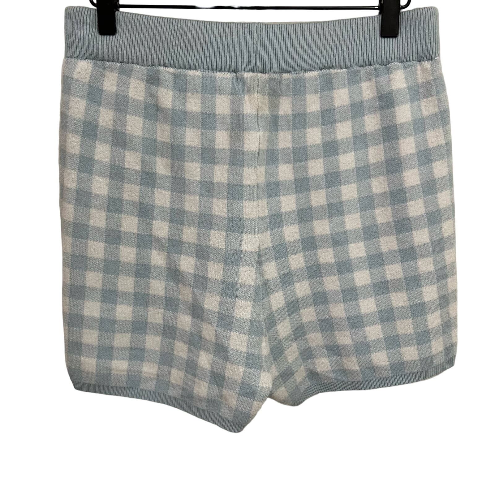 Other Altar’d state Baby Blue Gingham Checker Knit Shorts Large Size 34" / US 12 / IT 48 - 3 Thumbnail