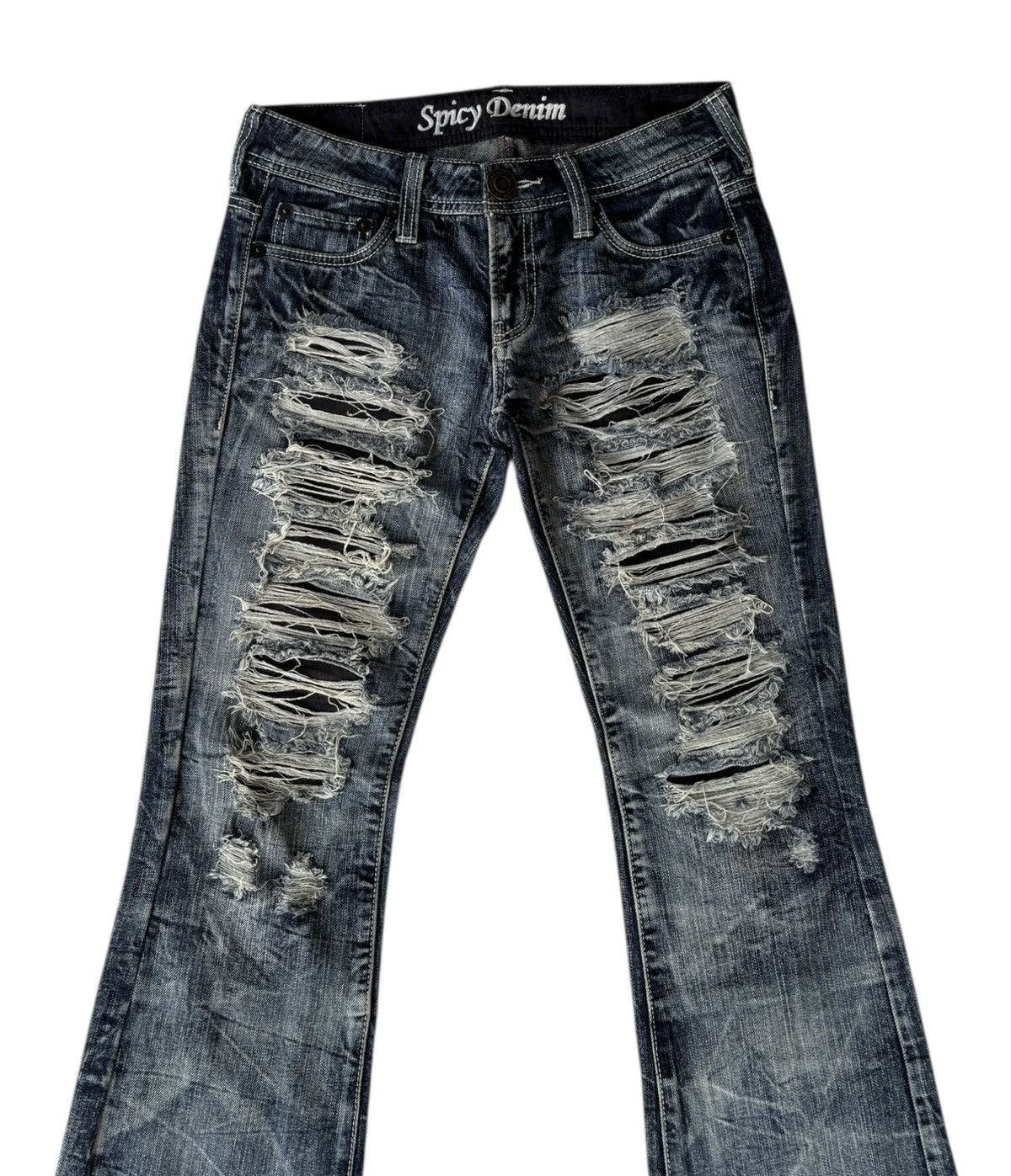 If Six Was Nine × Le Grande Bleu (L.G.B.) × Undercover Vintage Flared Jeans Spicy Denim Seditionaries Punk Jean Size US 29 - 5 Thumbnail