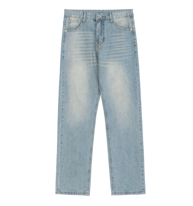 Japanese Brand × Jean Light blue simple washed retro men's loose straight jeans Size US 32 / EU 48 - 5 Thumbnail