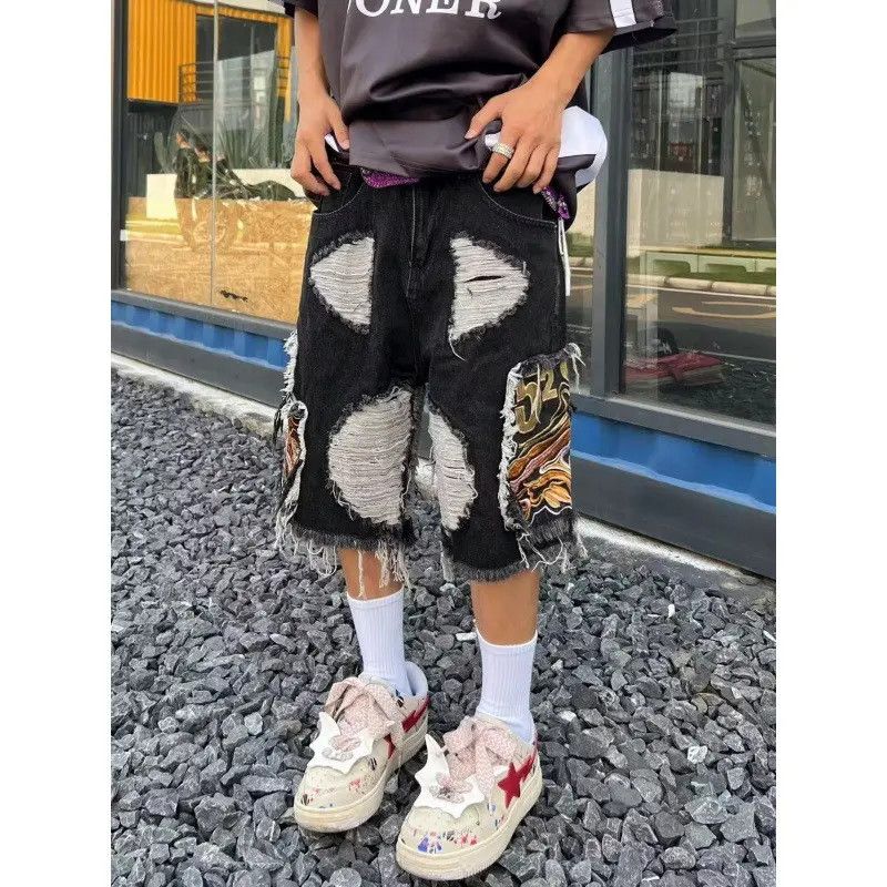 Japanese Brand × Jean Hip hop embroidered high street denim shorts Size US 32 / EU 48 - 1 Thumbnail