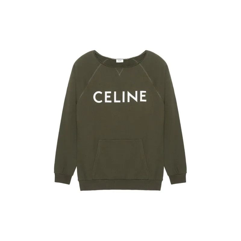 Celine o1bcso1str0924 Sweatshirt In Cotton Fleece in Dark Khaki Size US XS / EU 42 / 0 - 1 Thumbnail