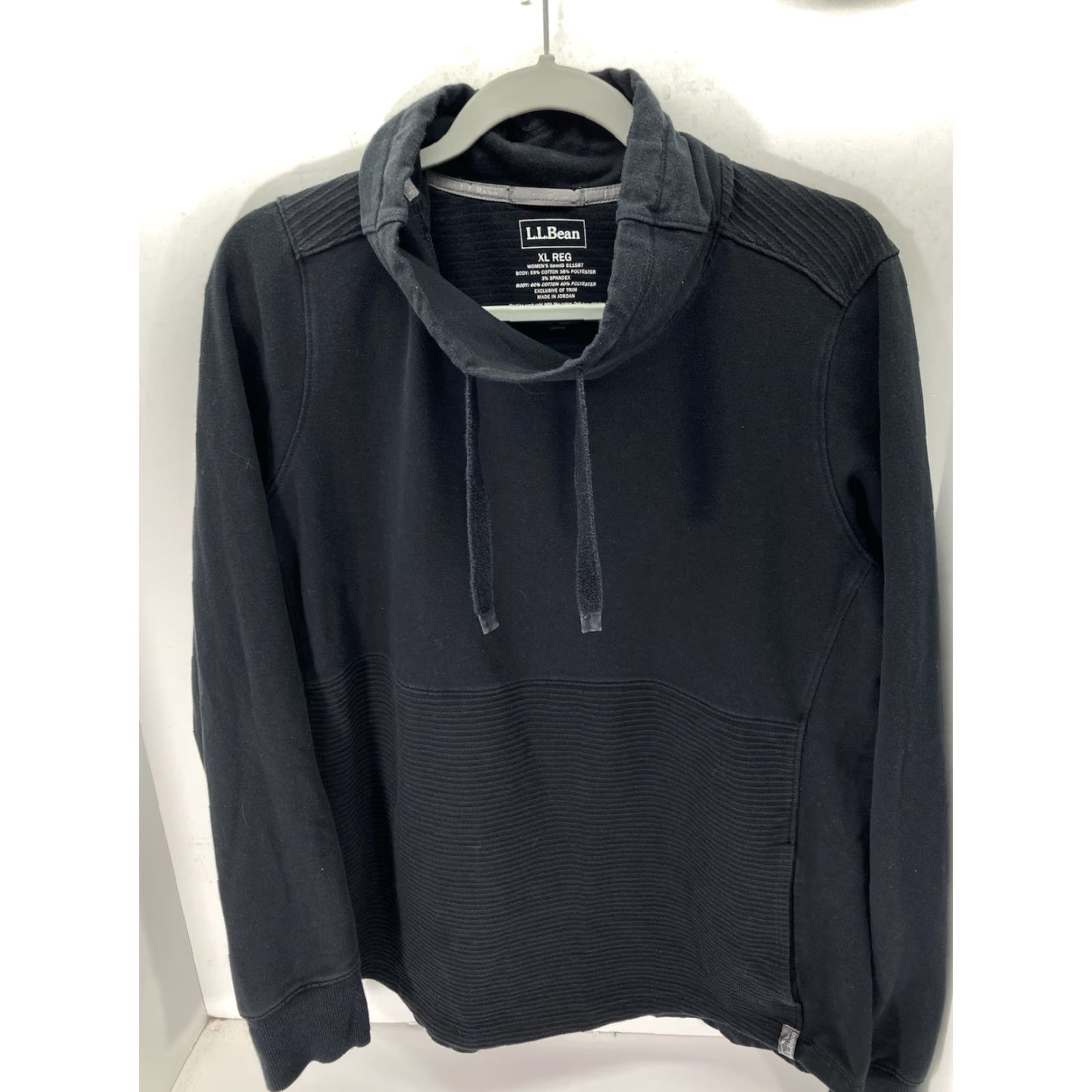 Vintage L.L. Bean Sweatshirt Men XL Solid Black Pullover Cowl Collar Cotton Blend Casual Size US XL / EU 56 / 4 - 2 Thumbnail