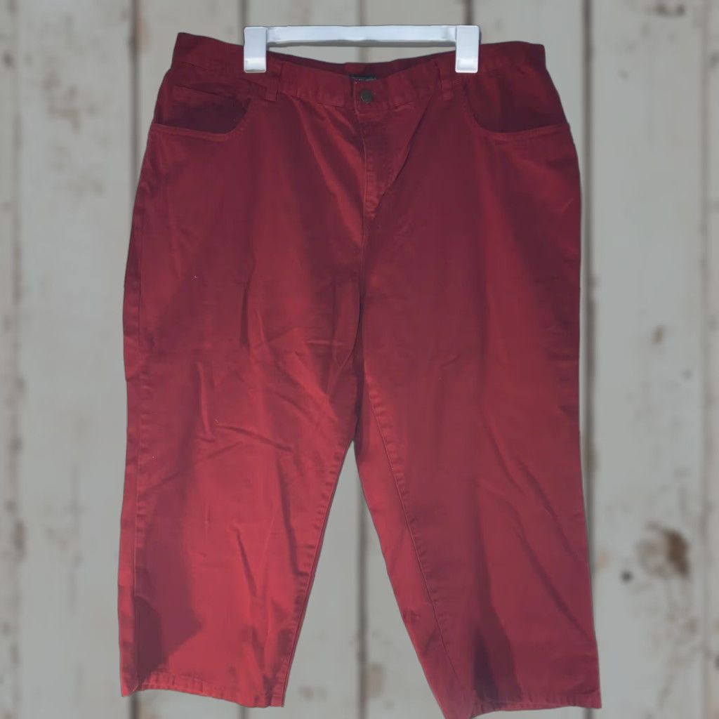 Ralph Lauren VINTAGE Ralph Lauren Lauren Jeans Co Cropped Jeans Womens Plus Size 18W Red 90s Logo Casual Size 40" / US 18 - 1 Thumbnail