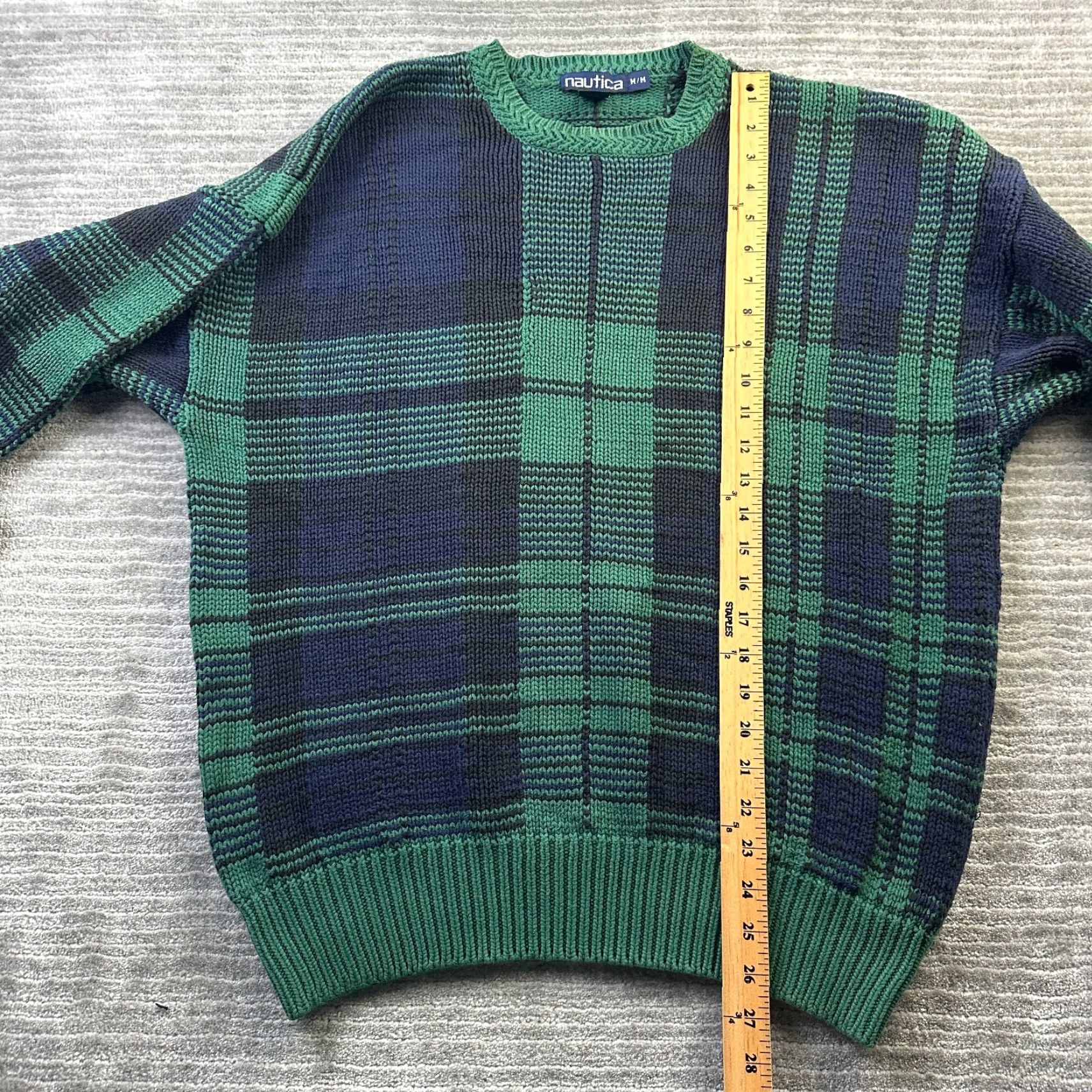 Nautica VINTAGE Nautica Sweater Mens Green Tartan Plaid Wool Knit Pullover 90s Preppy All Seasons Heavyweight Size M Size US M / EU 48-50 / 2 - 8 Thumbnail