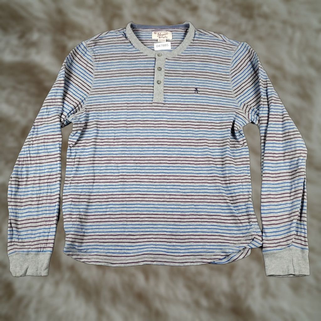 Vintage Penguin Casual Long Sleeve Shirt Mens XL Blue Gray Striped Size US XL / EU 56 / 4 - 1 Thumbnail
