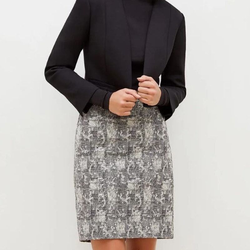 & Other Stories MM. LAFLEUR Black/Cream Pencil Crackle Noho Skirt 12 Size 34" / US 12 / IT 48 - 2 Thumbnail