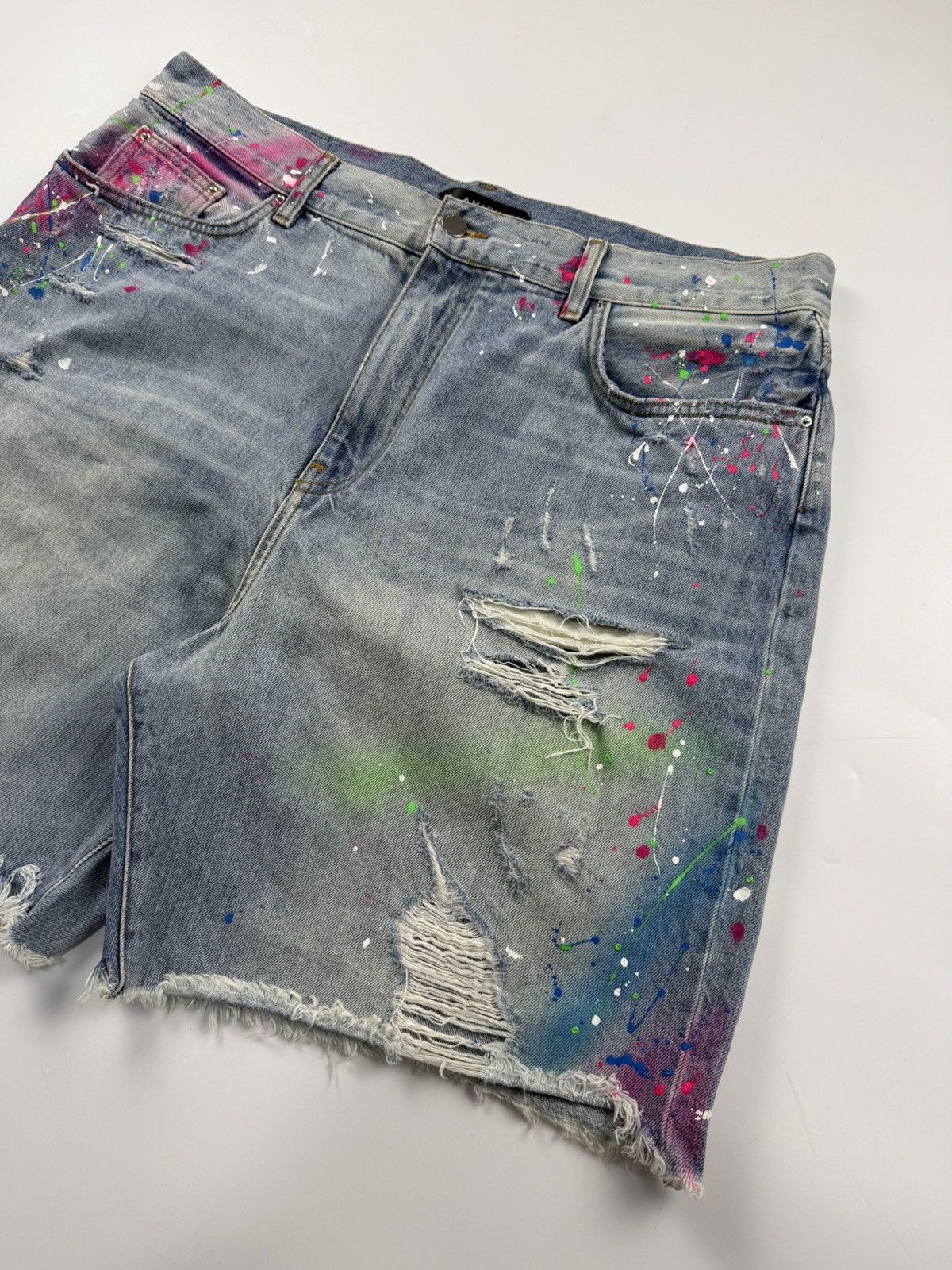 Amiri Amiri S/S'19 Distressed Paint Splatter Denim Short Size US 38 / EU 54 - 5 Thumbnail