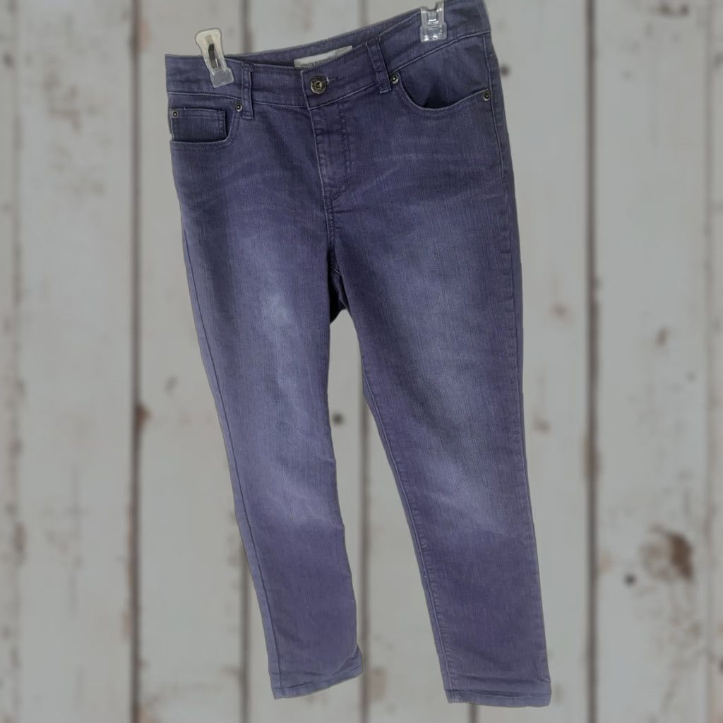 Vintage Chicos Platinum Denim Jeans Womens Size 4 Slim Leg Ultimate Fit 28in Waist 30in Inseam Purple Wash 5 Pocket Design City 90s Womens Jeans Size 27" / US 4 / IT 40 - 1 Thumbnail