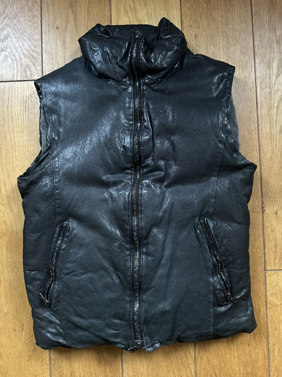 Isamu Katayama Backlash Metallic Navy Leather Down Vest JP 2 Fits US S Size US S / EU 44-46 / 1 - 18 Thumbnail