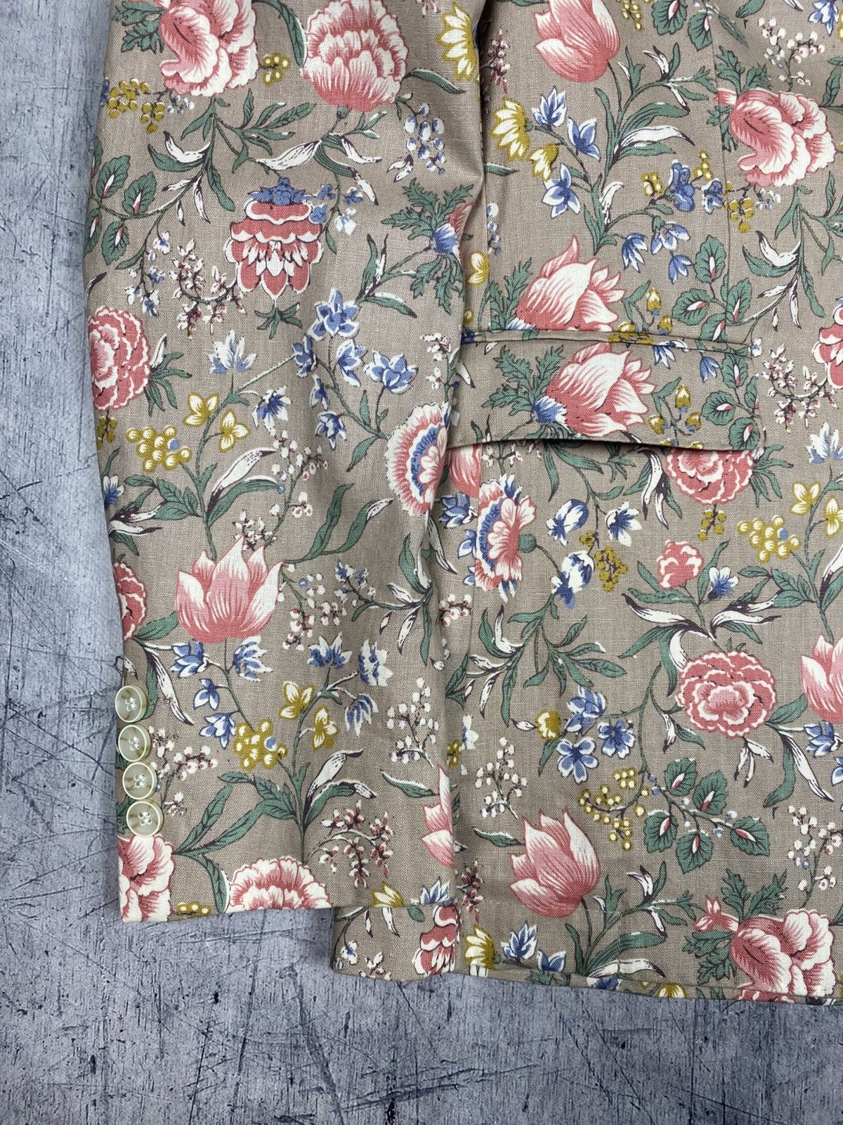 Gianni Feraud Gianni Feraud Mens Floral Linen Blend Blazer Jacket Cream Size 44R - 6 Thumbnail