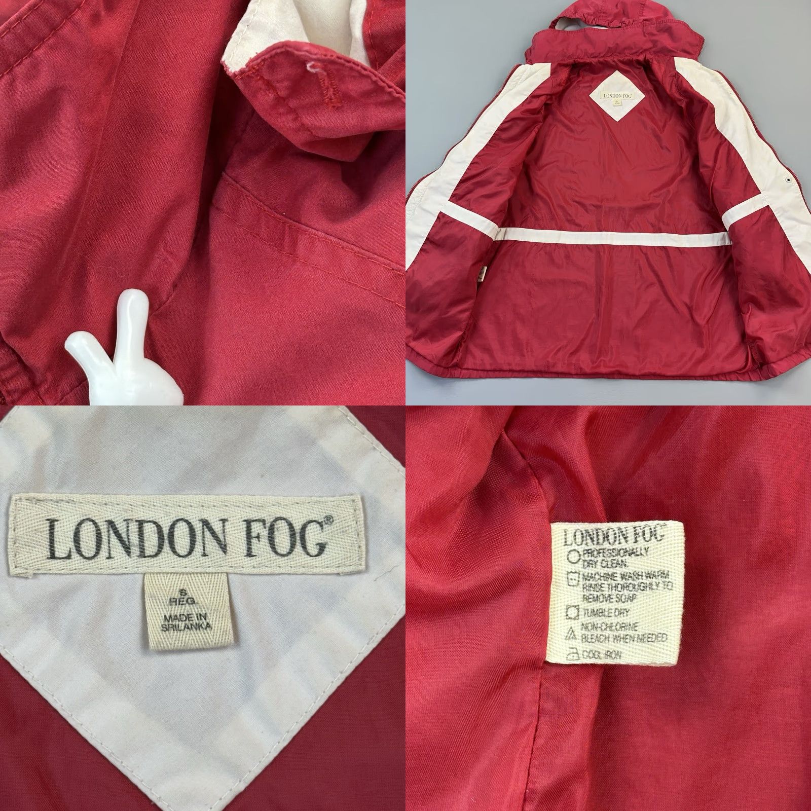 London Fog VINTAGE London Fog Jacket Women's Small Red Full Zip Removable Hood Rain Coat Size S / US 4 / IT 40 - 8 Thumbnail