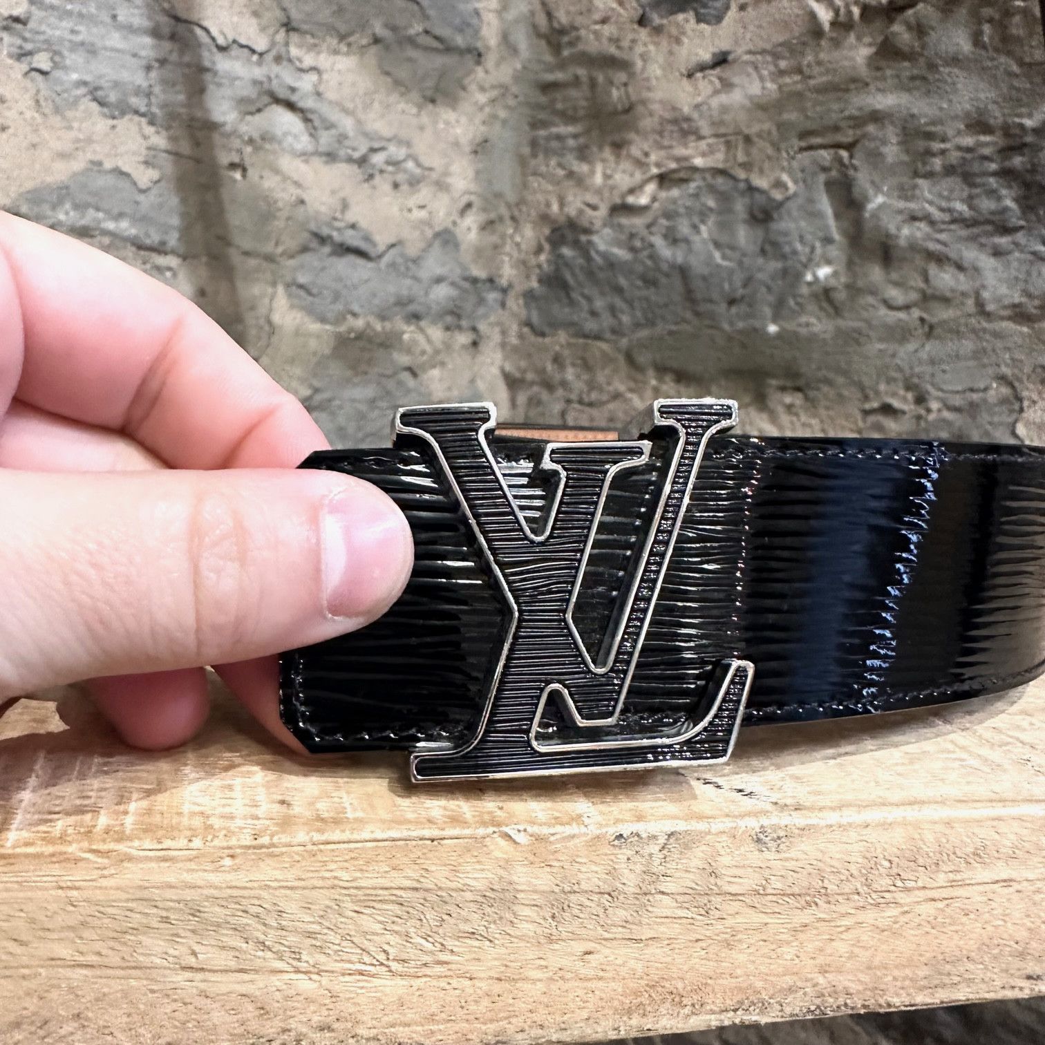 Louis Vuitton Louis Vuitton Black Epi Electric LV Initiales 40mm Belt Size 32 - 2 Thumbnail