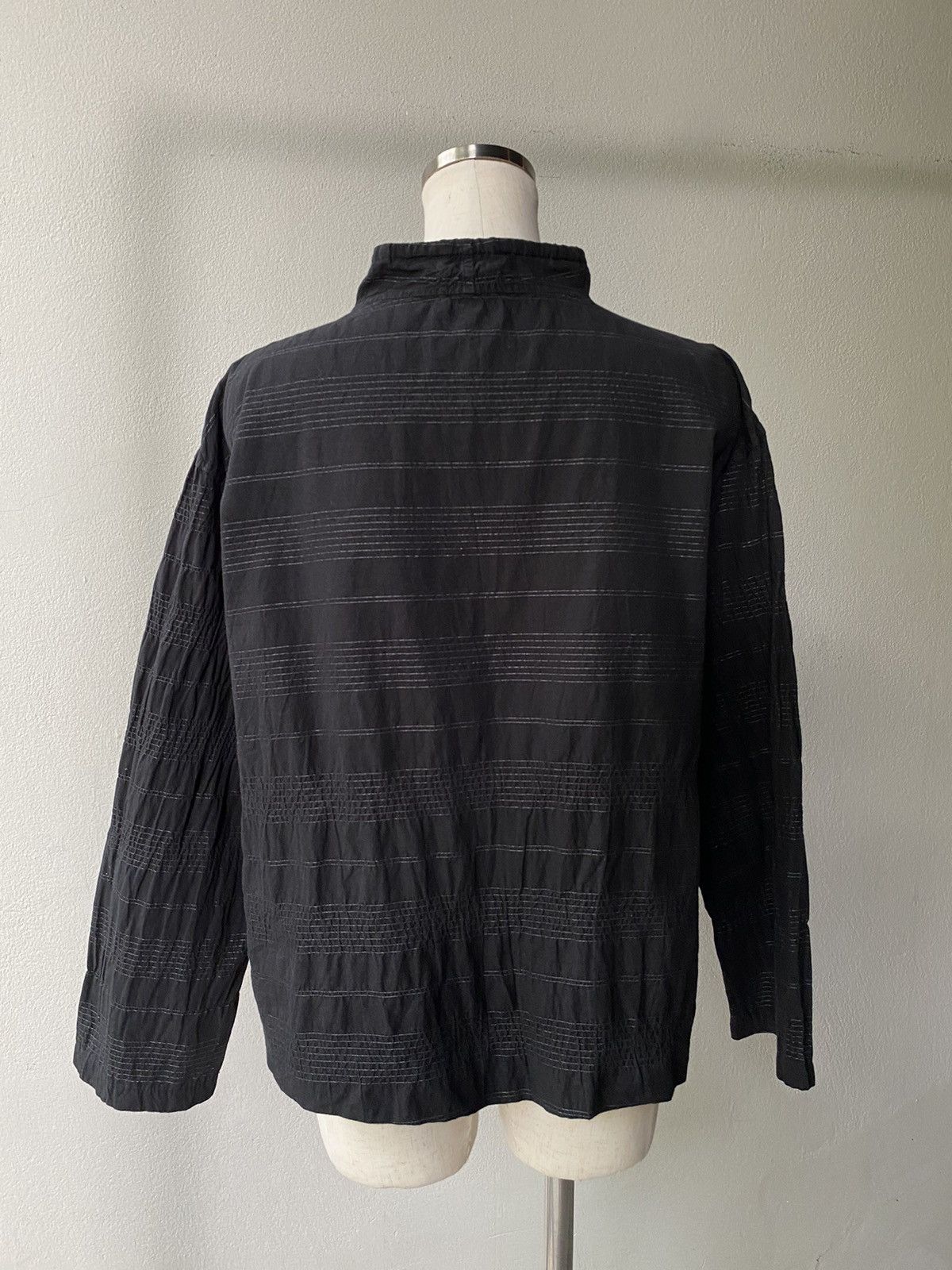Issey Miyake Plantation Black Ruched Long-Sleeve Blouse Size M / US 6-8 / IT 42-44 - 17 Thumbnail