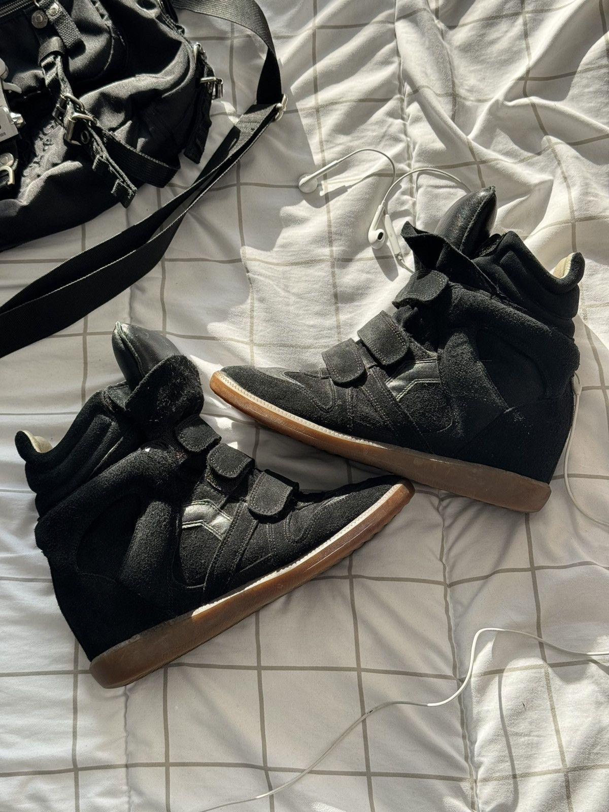 Isabel Marant Isabel Marant Bekett sneakers shoes Washed Black Suede Wedge Size US 9 / IT 39 - 1 Thumbnail