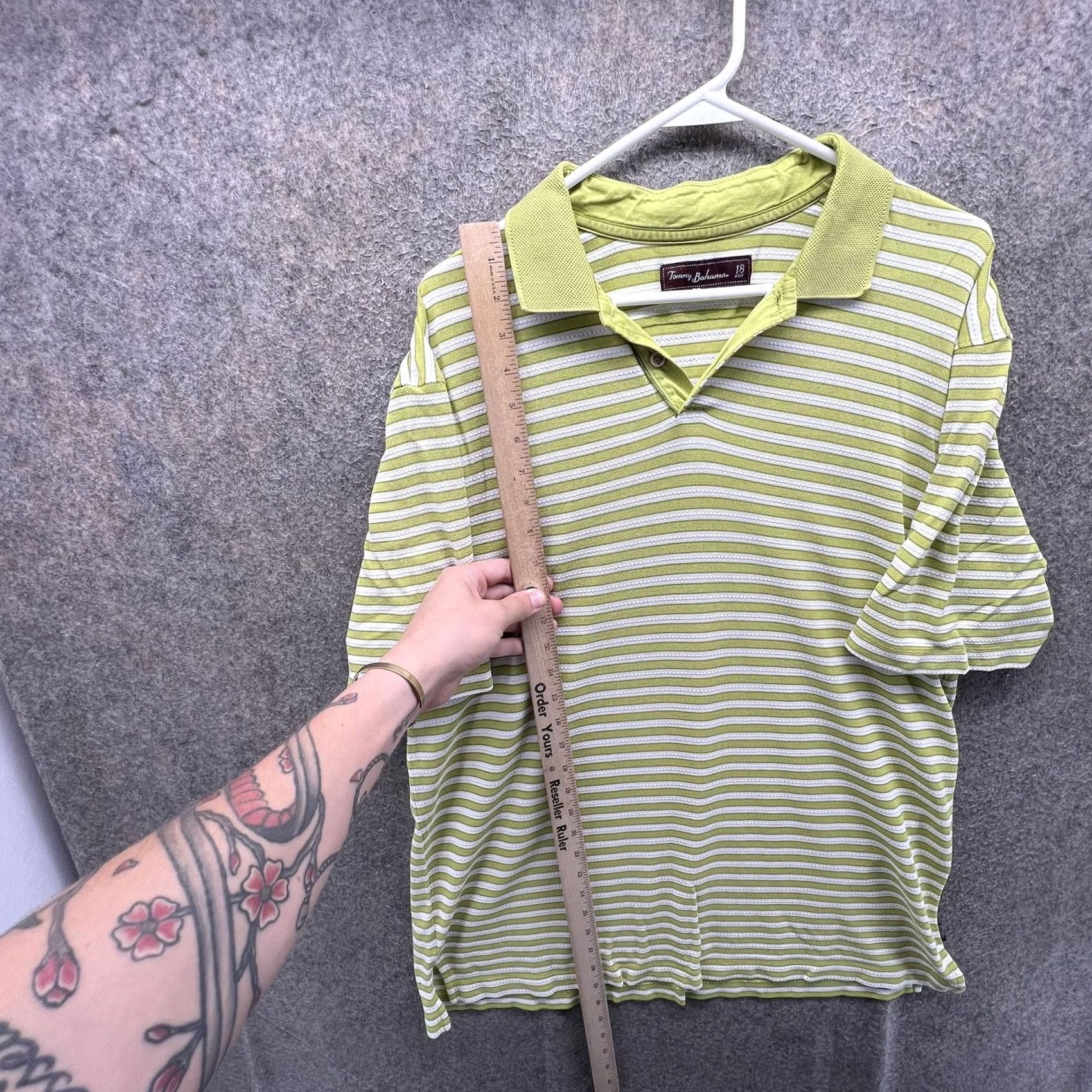 Tommy Bahama Tommy Bahama Golf Polo Shirt Mens L Green Stripe Knit Short Sleeve Casual Size US L / EU 52-54 / 3 - 6 Thumbnail