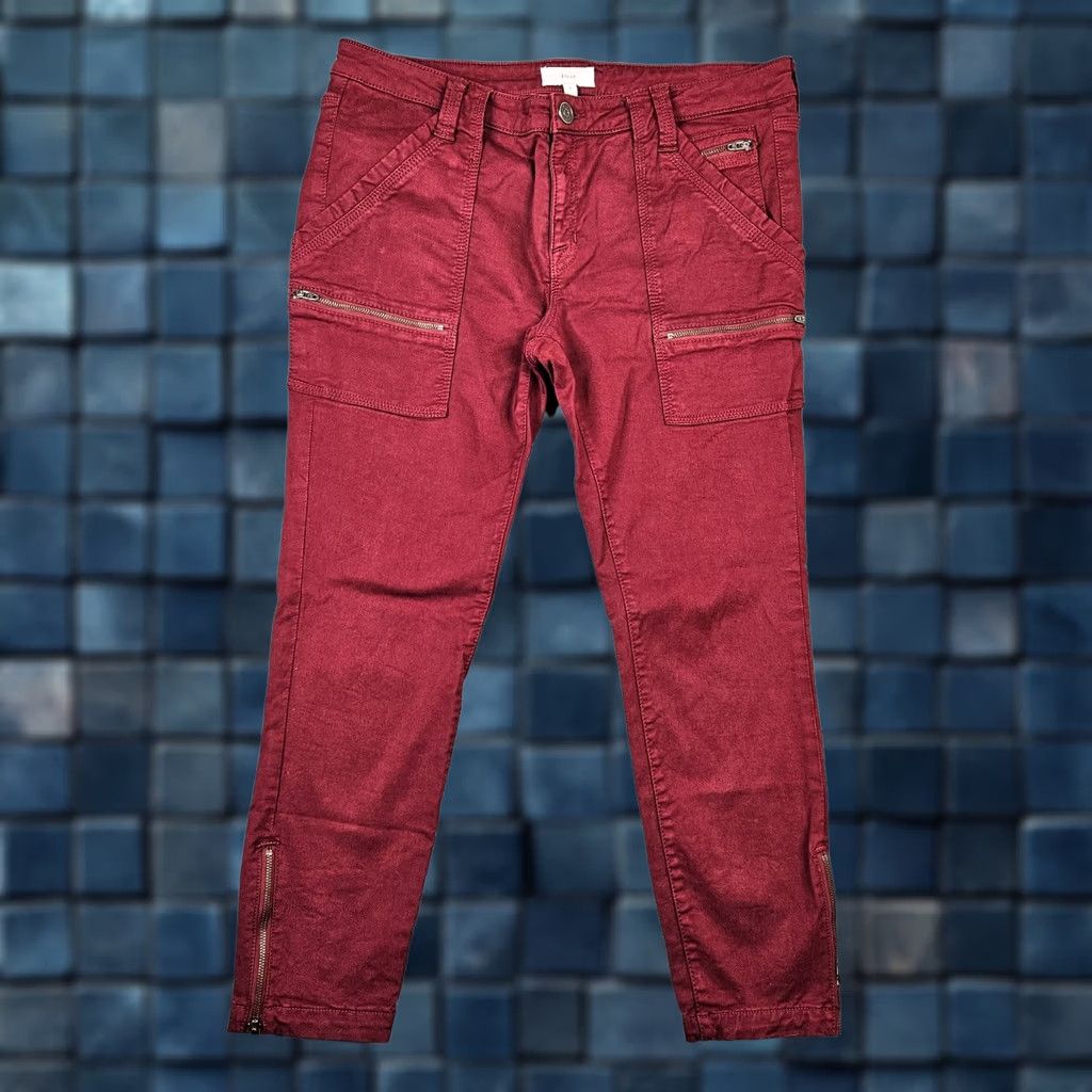 Joie JOIE Jeans Skinny Ankle Zip Burgundy Red Women Size 32 Inseam 26 Regular Rise Mid Shirt? Size 24" / US 00 / IT 34 - 1 Thumbnail