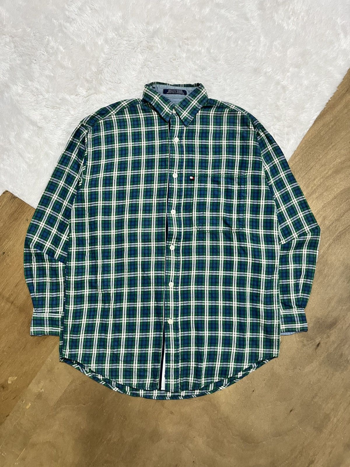 Other Tommy Hilfiger Plaid Button Up Shirt Green XL Size US XL / EU 56 / 4 - 1 Thumbnail