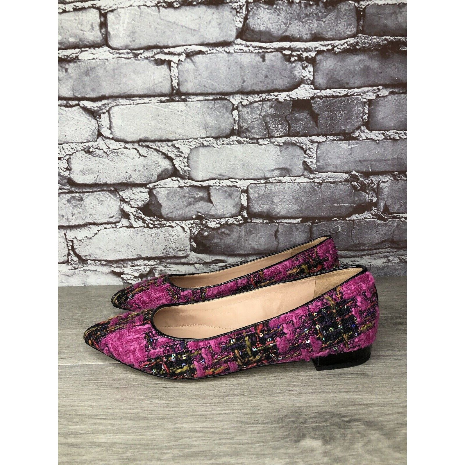 J.Crew J. Crew K2904 Pink Fresh Berry Tweed Pointed Toe Flats Women Size US 7 / IT 37 - 20 Thumbnail