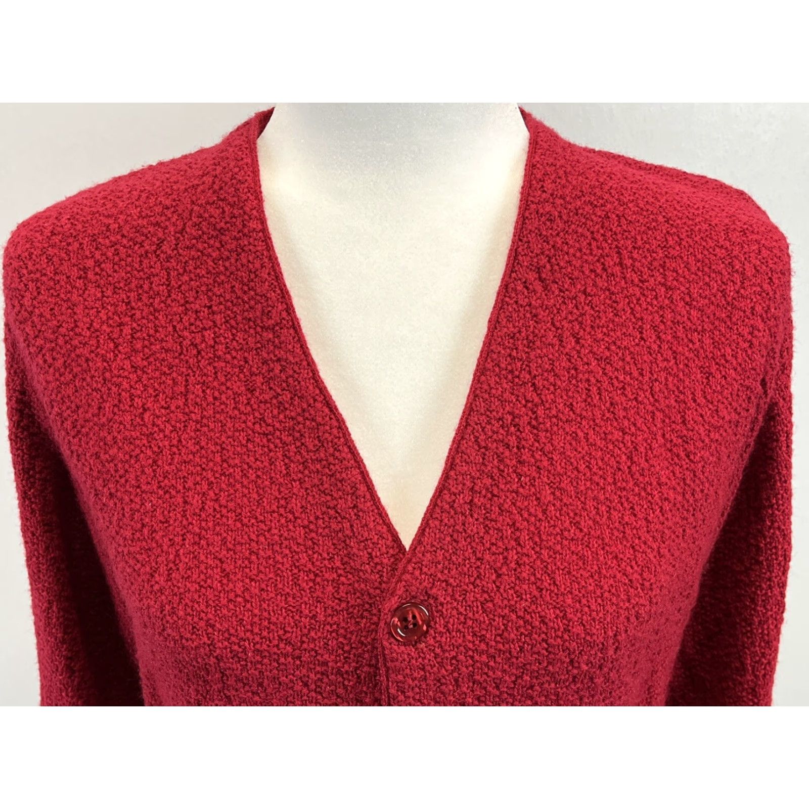 Vintage VINTAGE Campus Wintuk Cardigan Sweater Women M V-Neck Red VGUC Sz M Womens Cardigan 90s? Size M / US 6-8 / IT 42-44 - 3 Thumbnail