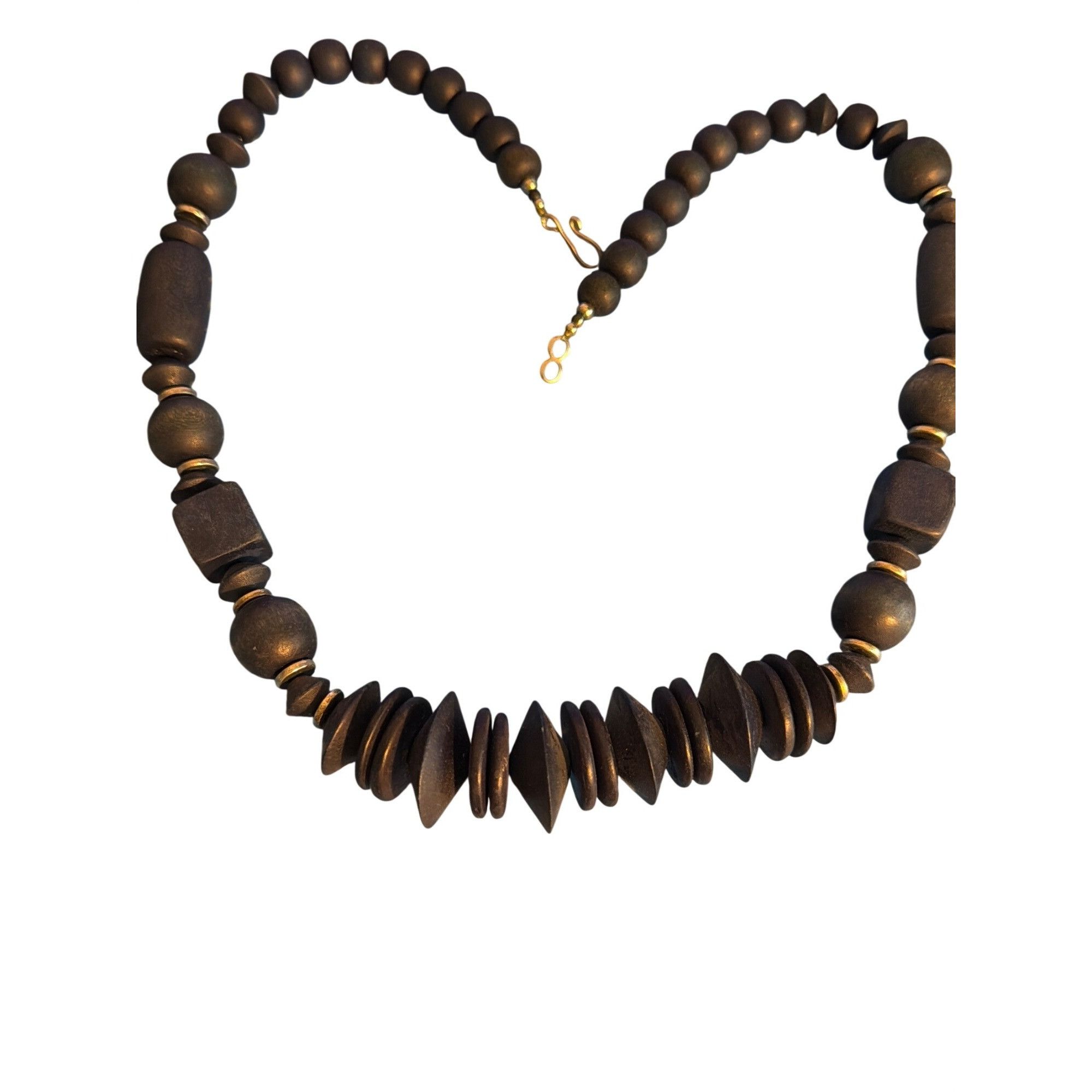 Other Vintage Navy Blue Wood Bead Necklace Hood Clasp Geometric Ch Size ONE SIZE - 3 Thumbnail