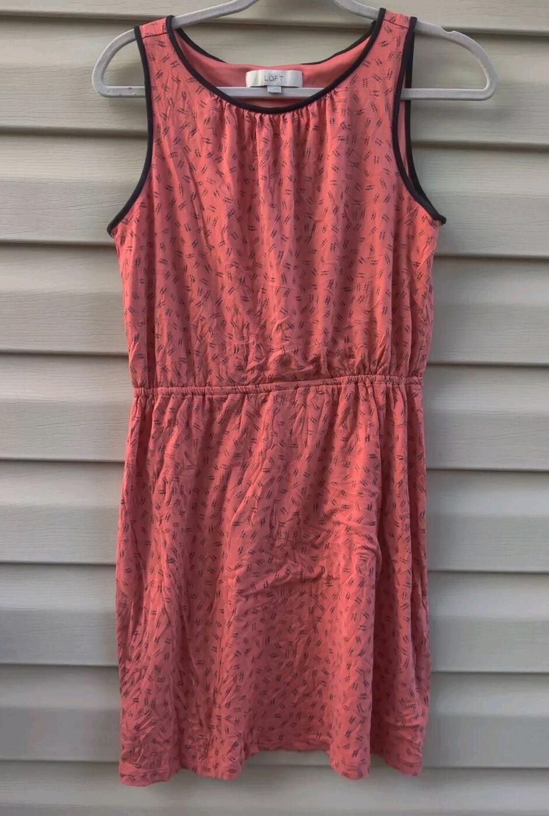 Other Ann Taylor LOFT Dress Sz Medium M Orange Black Round Neck Size M / US 6-8 / IT 42-44 - 2 Thumbnail