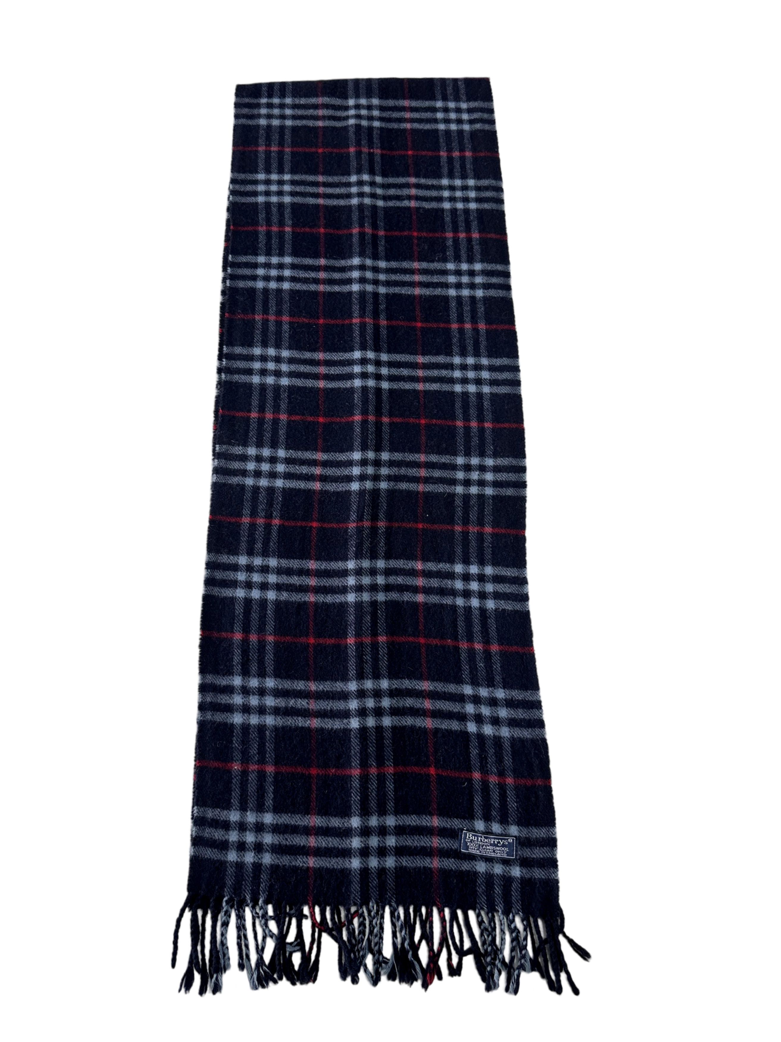 Burberry Burberrys Check Scarf N Blue 100% Lambswool Unisex Scarf Size ONE SIZE - 5 Thumbnail
