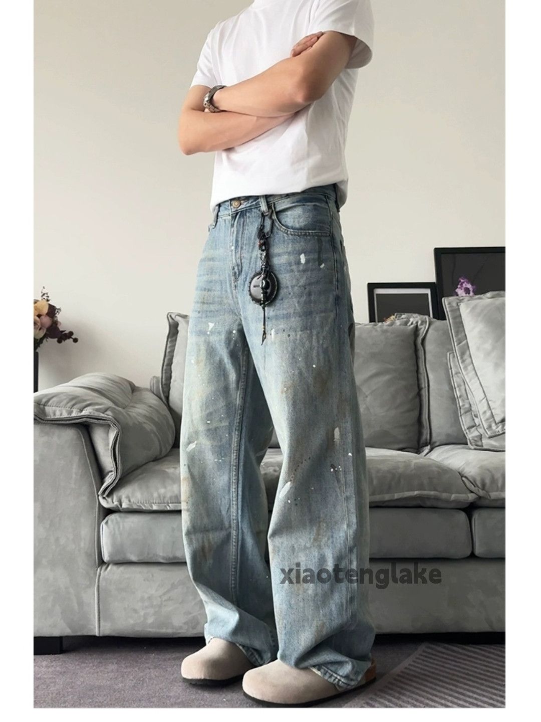 Jean × Vintage washed faded skate hiphop stain paint baggy jeans Size US 30 / EU 46 - 7 Thumbnail