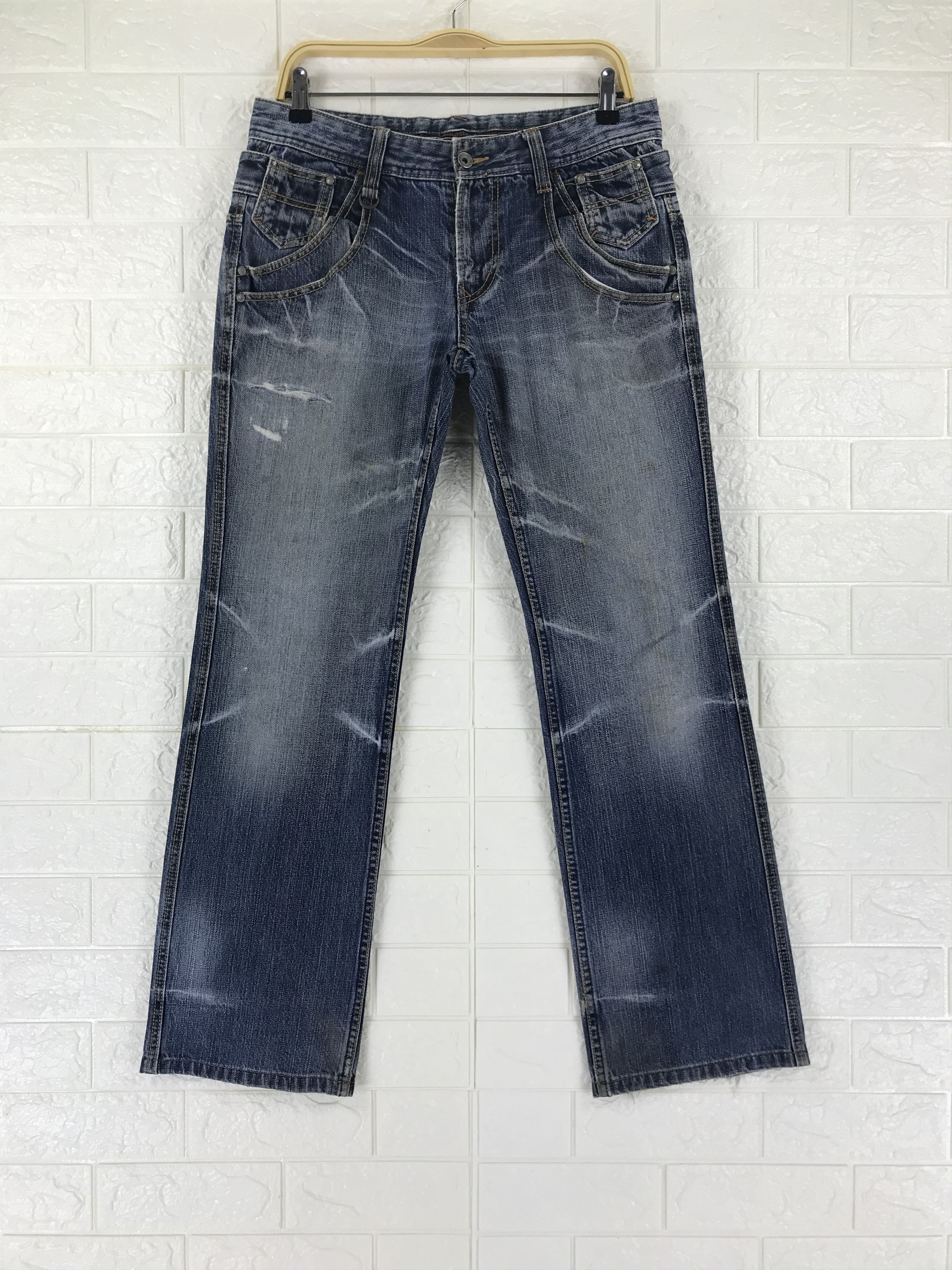 Nicole Club Nicole Club Double Waist Blue Washed Flare Jeans Size US 31 - 1 Thumbnail