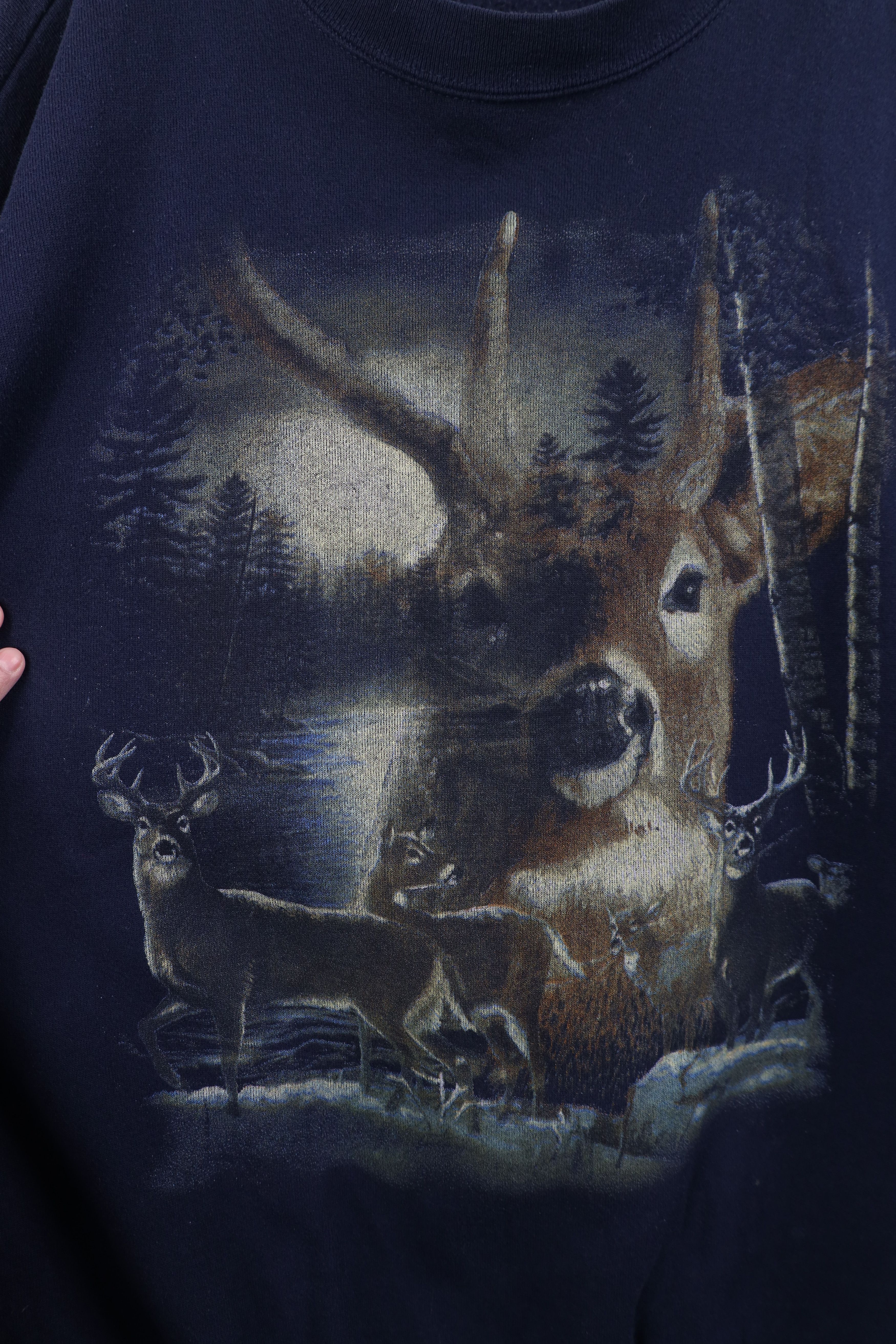 Vintage Vintage 90s Streetwear Nature Deer Buck Crewneck Sweatshirt Size US XXL / EU 58 / 5 - 4 Thumbnail