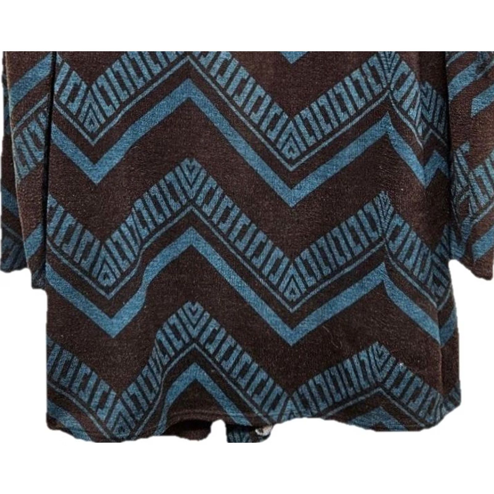 Vintage Fascination Cardigan Geometric Aztec Open Front Women M Boho Casual Blue Mens? Size M / US 6-8 / IT 42-44 - 6 Thumbnail