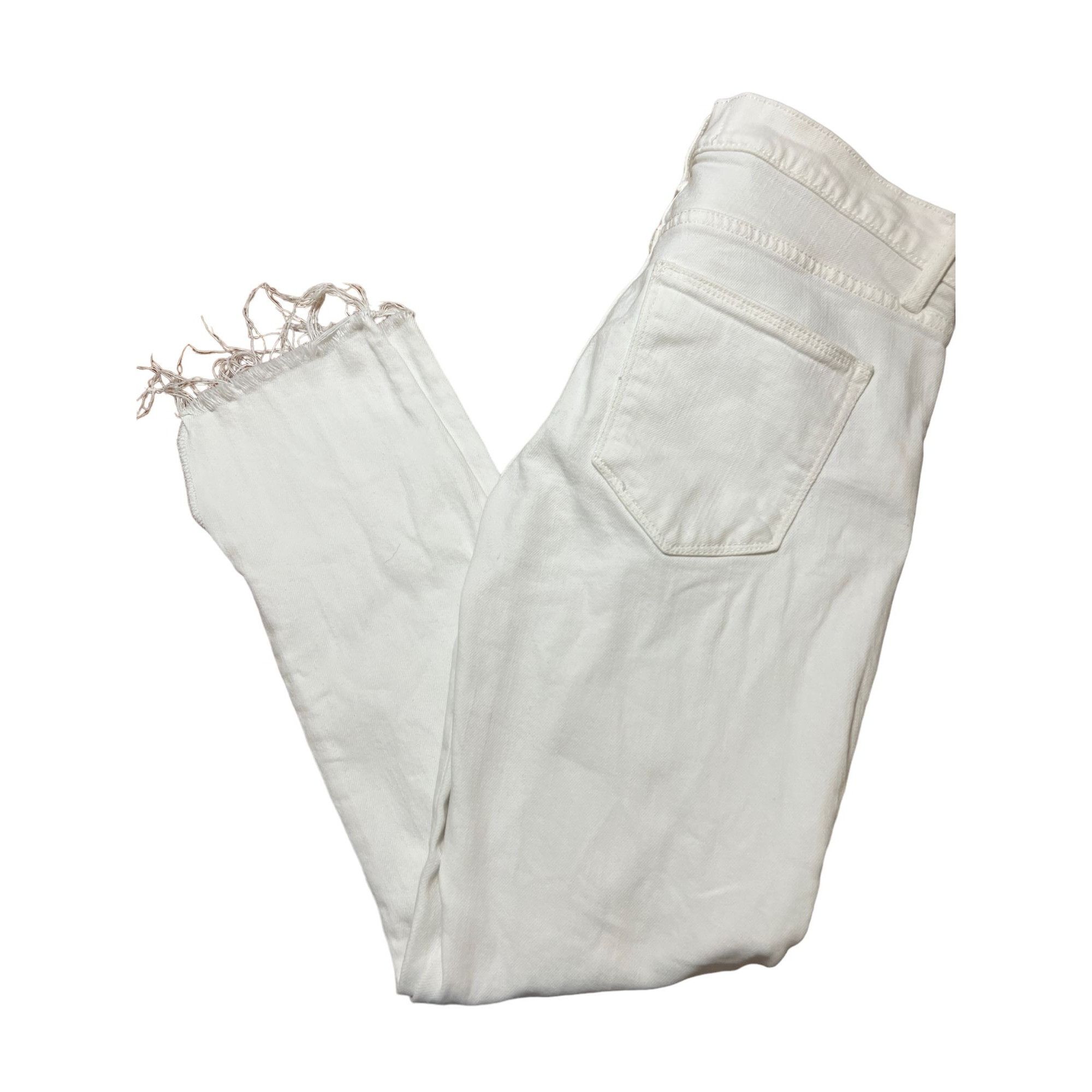 Gap Gap White True Skinny Jeans Raw Hem Ankle Side Slits Distres Size 25" / US 0 / IT 36 - 4 Thumbnail