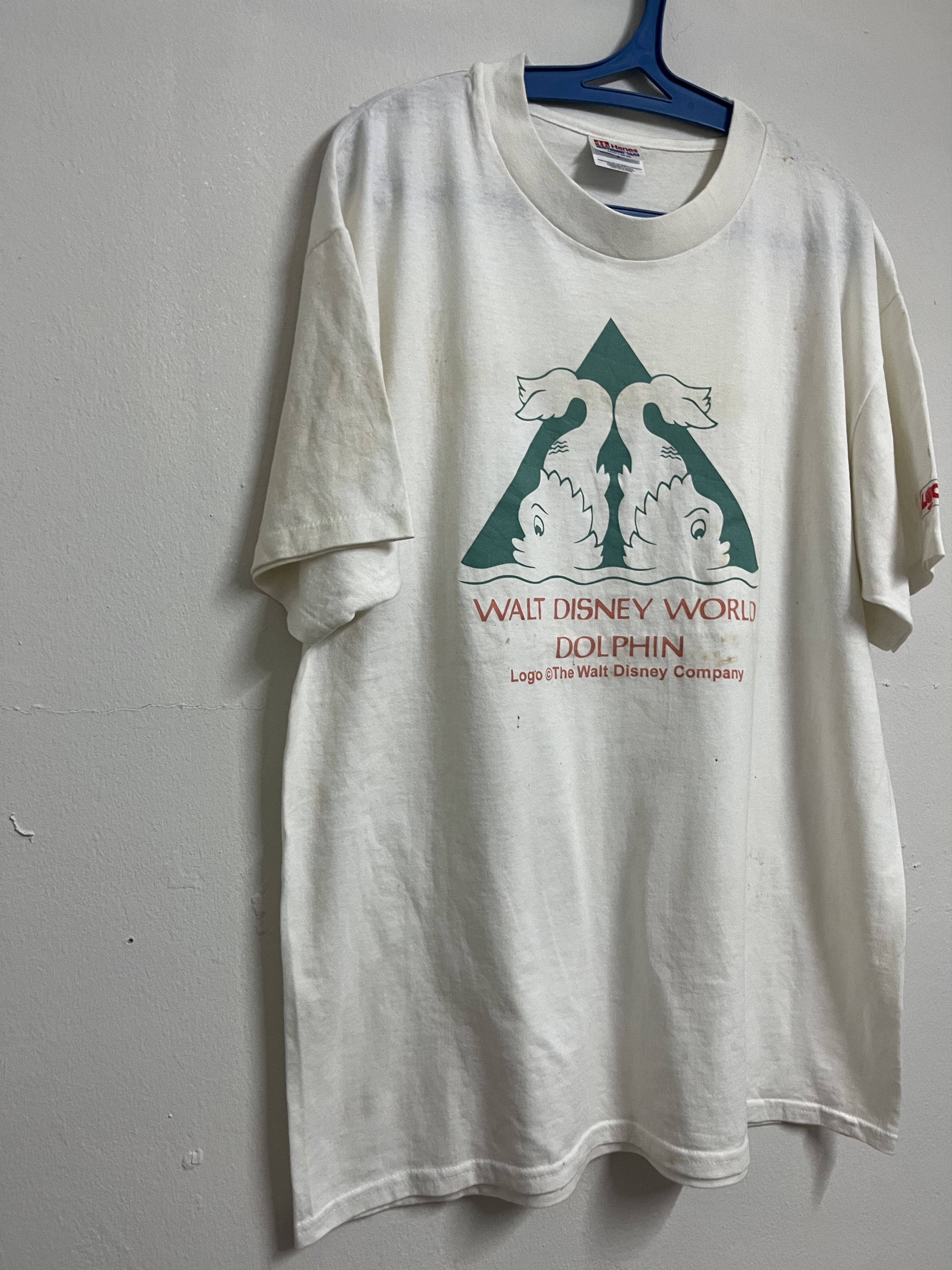 Disney 💥90s WALT DISNEY WORLD DOLPHIN Single Stitched Polycotton Size US L / EU 52-54 / 3 - 2 Thumbnail