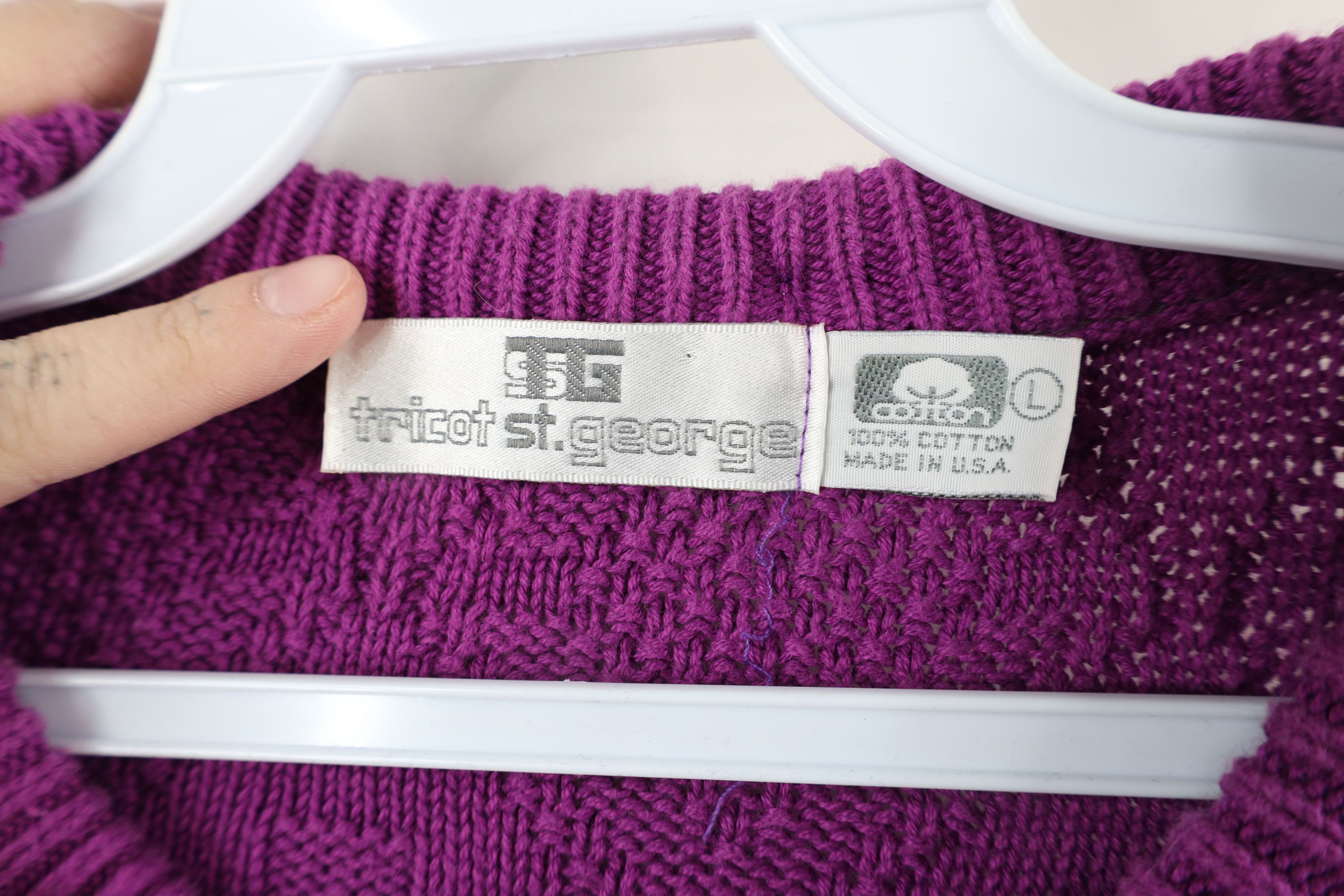 Vintage Vintage 90s Streetwear Cotton Knit Sweater Purple USA Size US L / EU 52-54 / 3 - 4 Thumbnail