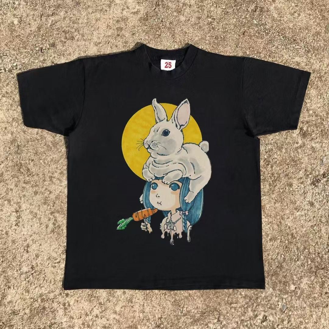 Vintage Black retro cartoon rabbit print T-shirt Size US M / EU 48-50 / 2 - 1 Thumbnail