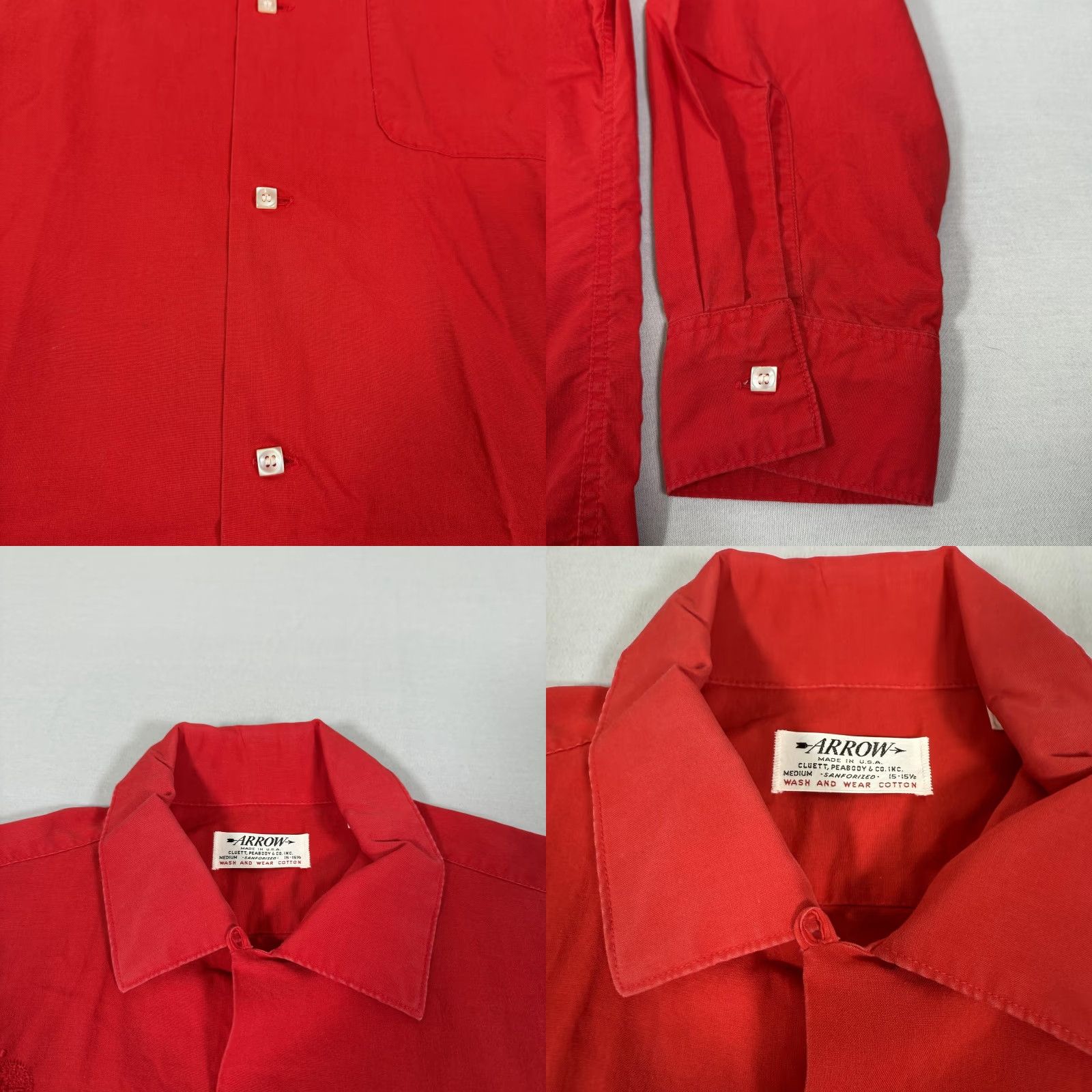 Arrow VINTAGE Arrow Shirt Mens Medium Red 50s Sanforized Cotton Unicorn Embroidered Pockets 1950s Button-Up Collared Size US M / EU 48-50 / 2 - 8 Thumbnail