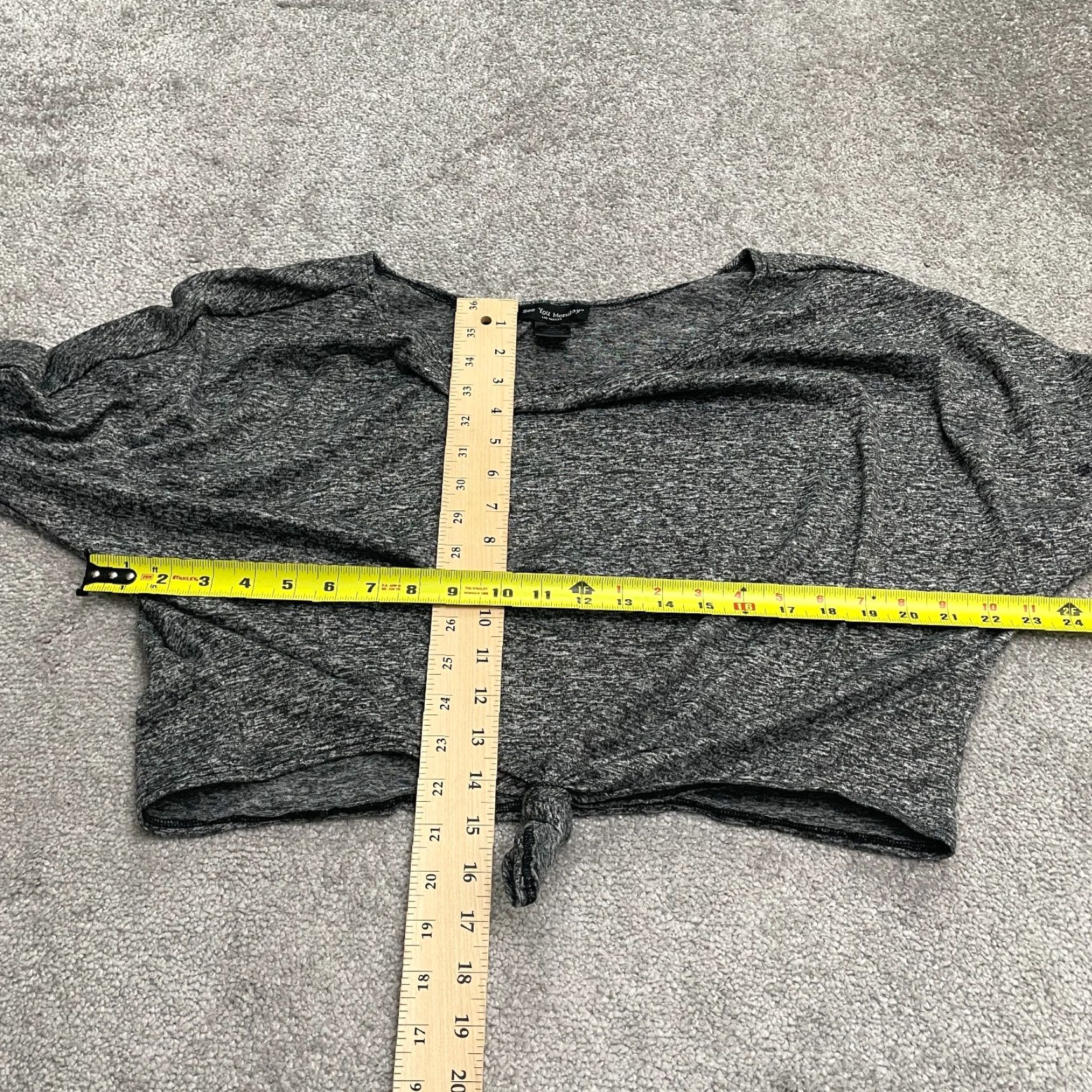 Vintage SEE YOU MONDAY Cropped Top Womens XL Dark Gray Long Sleeve Dolman Stretch Casual Shirt Size XL / US 12-14 / IT 48-50 - 6 Thumbnail