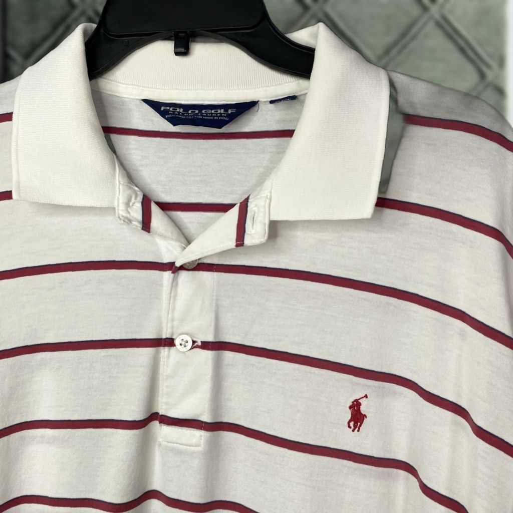 Ralph Lauren Ralph Lauren Polo Golf Shirt Men L Red White Stripe Multicolor Cotton Pima Knit Logo Short Sleeve Collared Button Regular Size US L / EU 52-54 / 3 - 1 Thumbnail