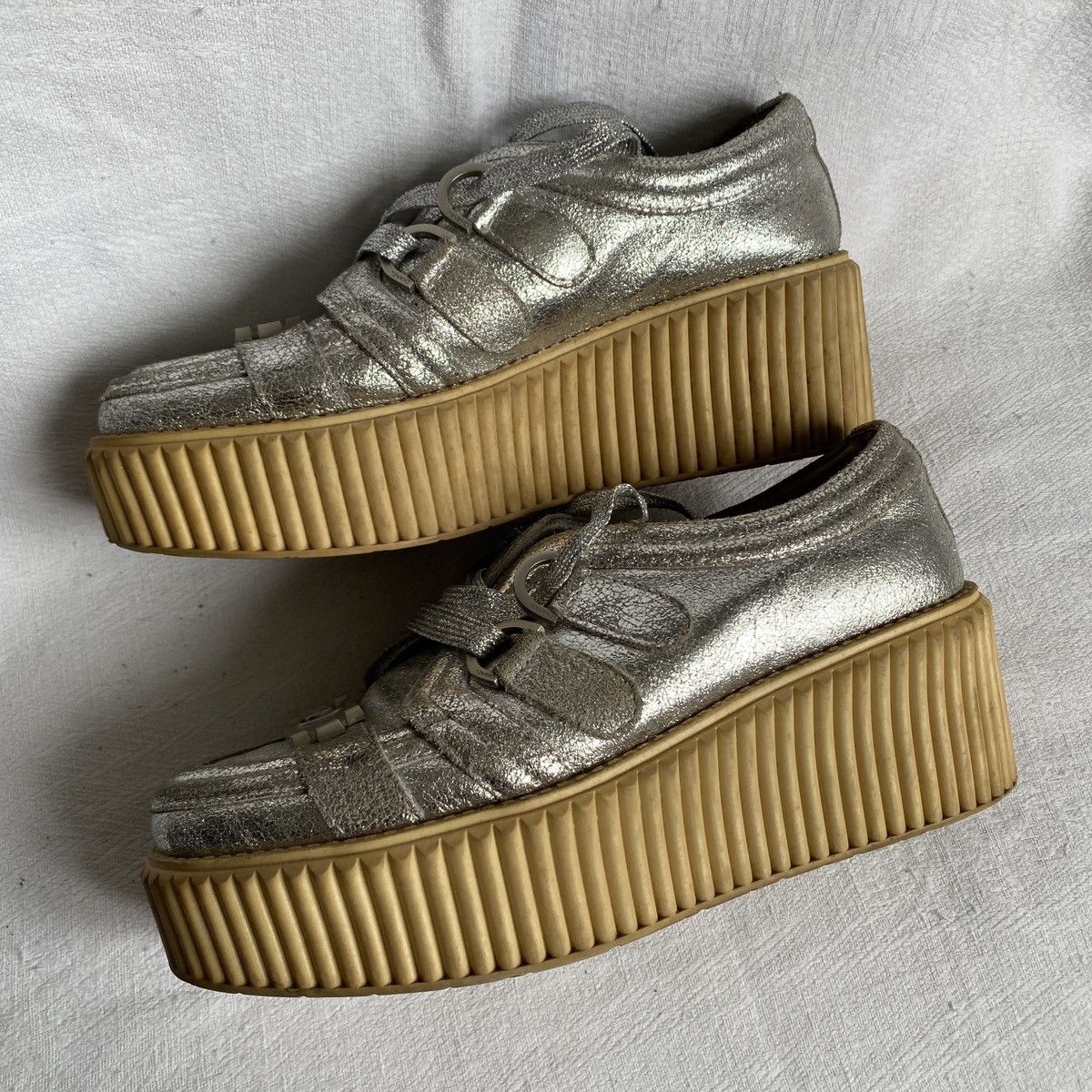 Chanel Cnanel Silver Foil Platform Creeper Sneakers Size US 8 / IT 38 - 3 Thumbnail