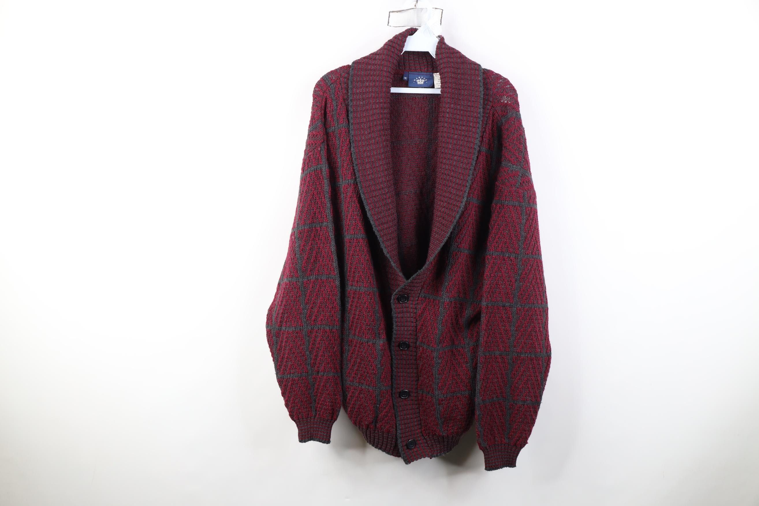 Vintage Vintage 90s Streetwear Checkered Shawl Cardigan Sweater Size US M / EU 48-50 / 2 - 1 Thumbnail